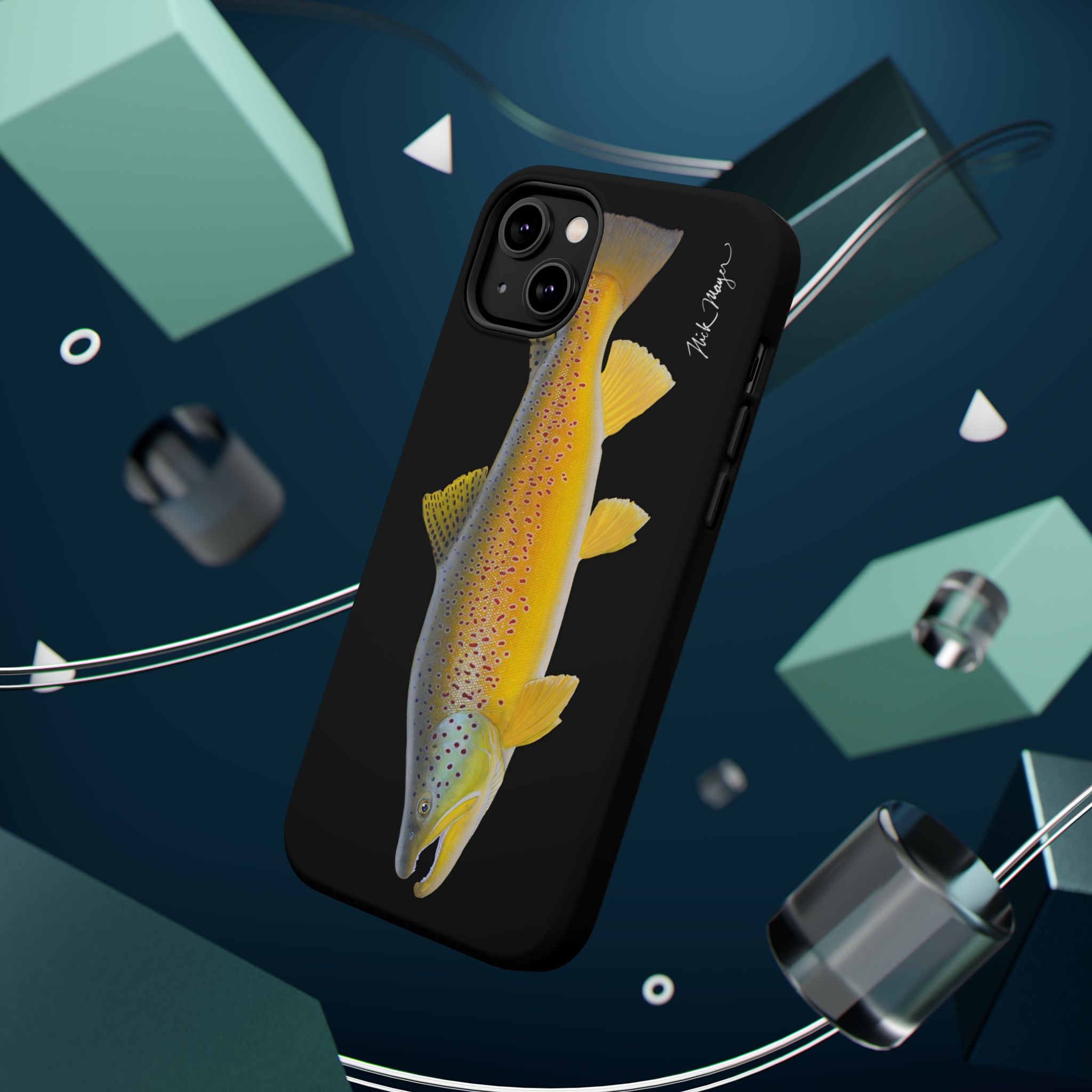 Brown Trout 3 Black MagSafe iPhone Case