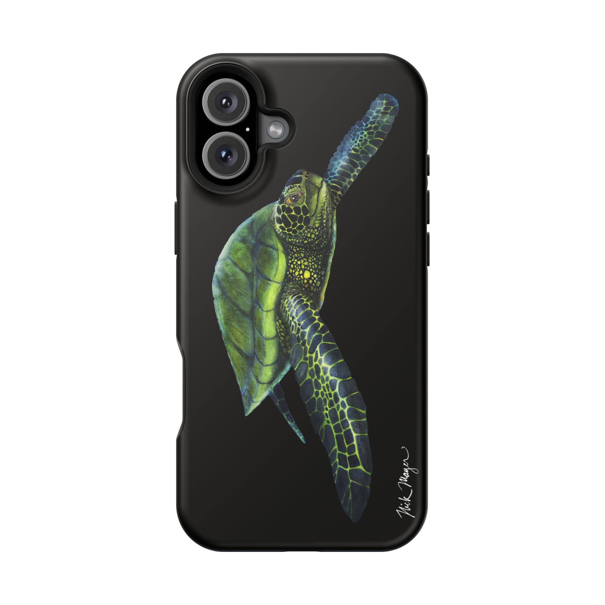 Green Sea Turtle MagSafe Black iPhone Case