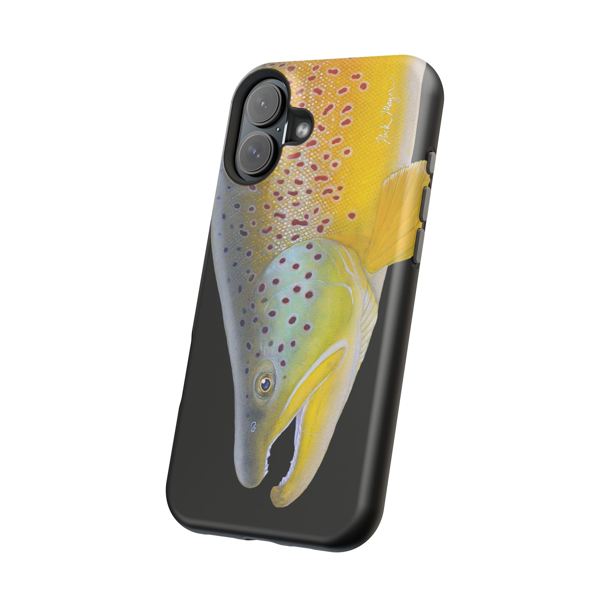 Brown Trout 3 Face Black MagSafe iPhone Case