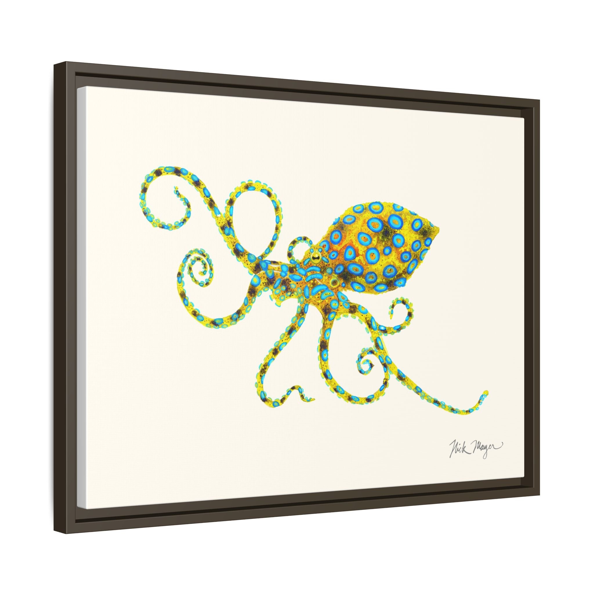 Blue Ringed Octopus Framed Canvas Print Printify