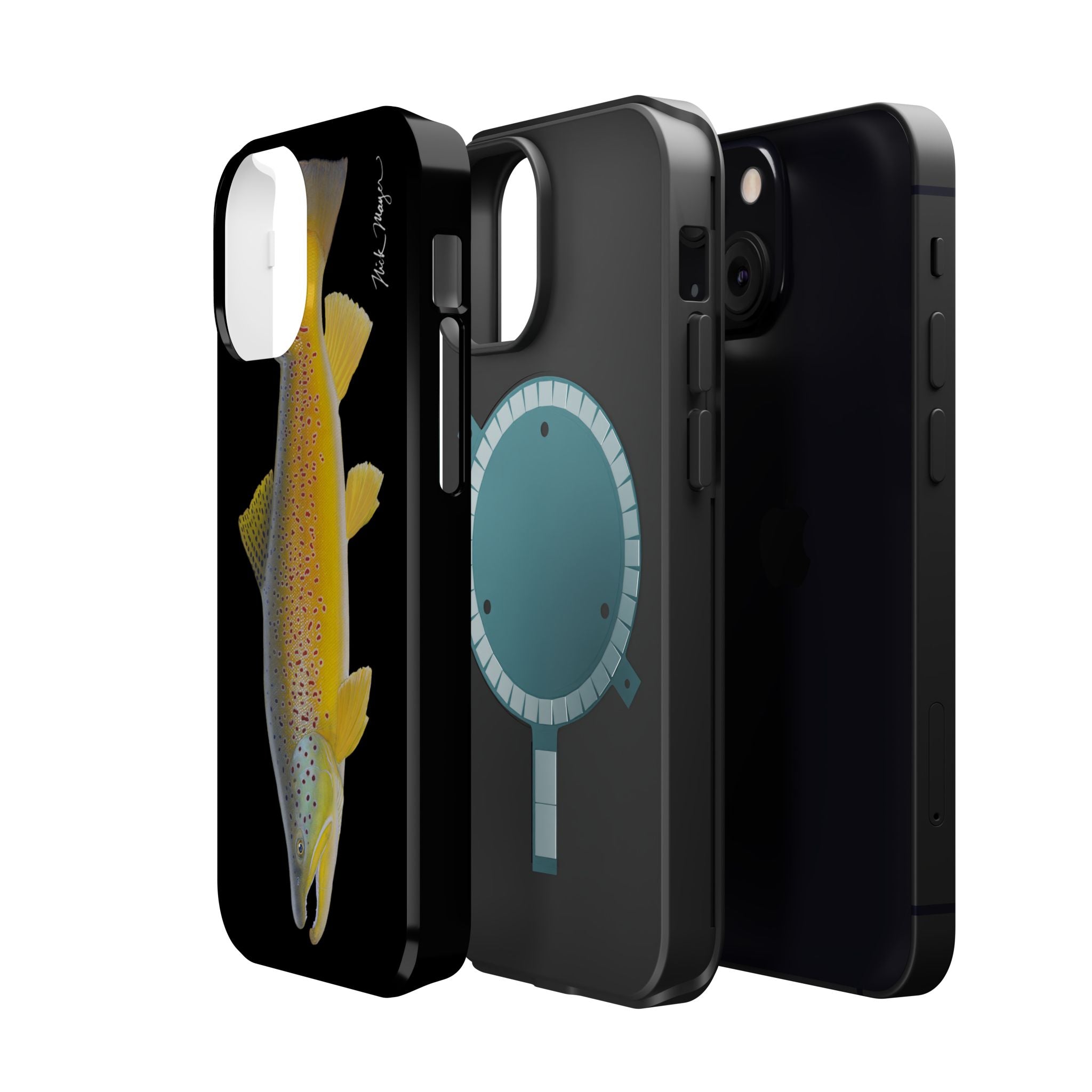 Brown Trout 3 Black MagSafe iPhone Case