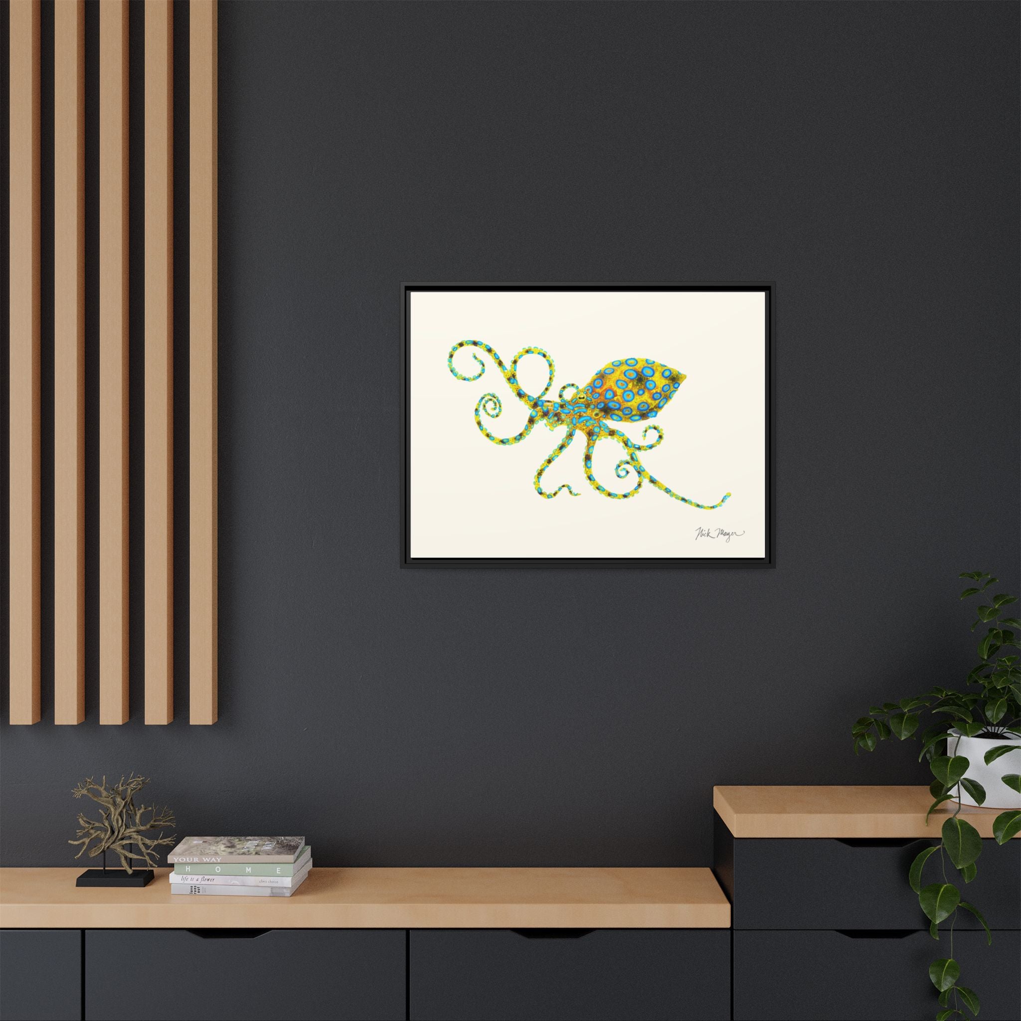 Blue Ringed Octopus Framed Canvas Print Printify