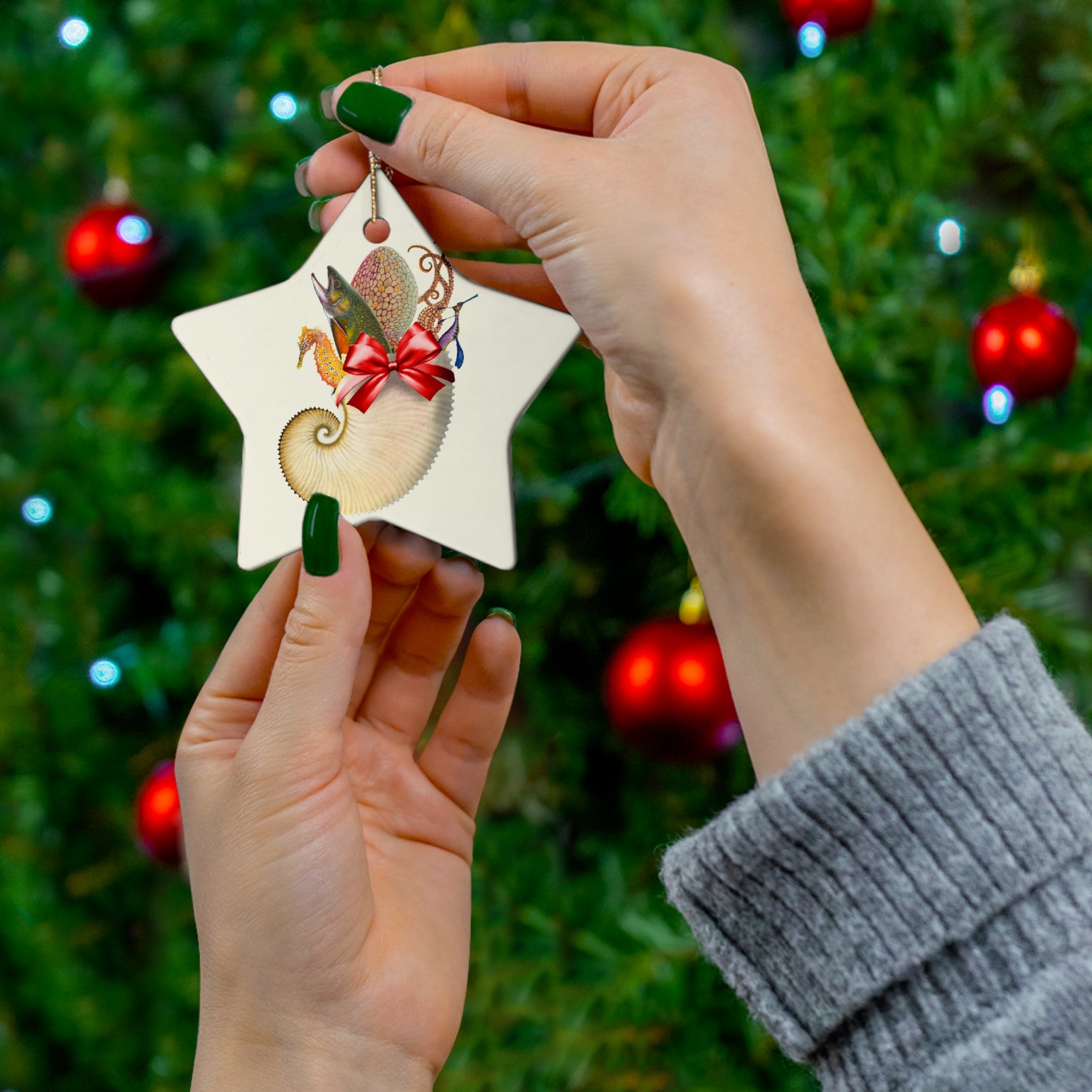 Sea Stocking Ceramic Ornament
