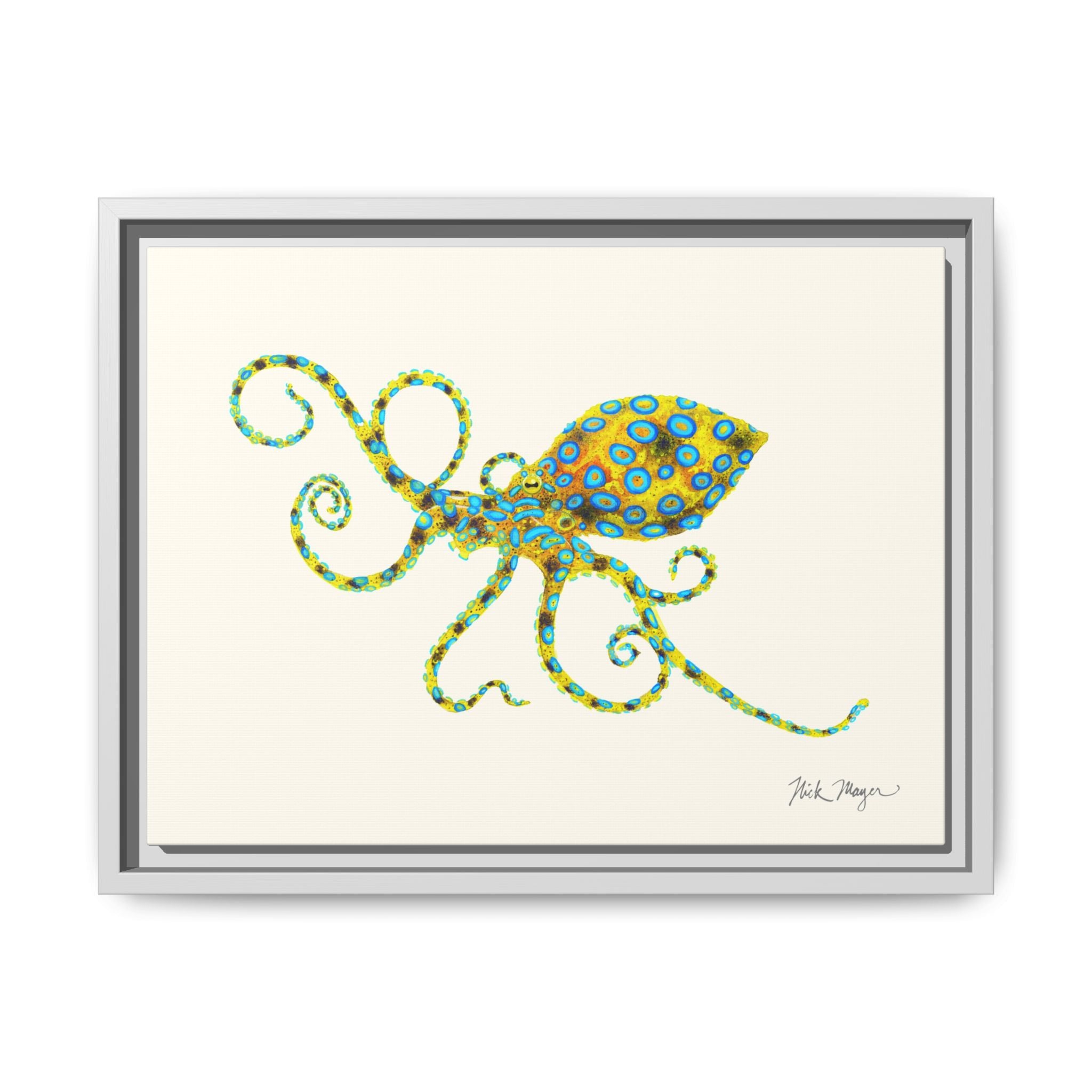 Blue Ringed Octopus Framed Canvas Print Printify