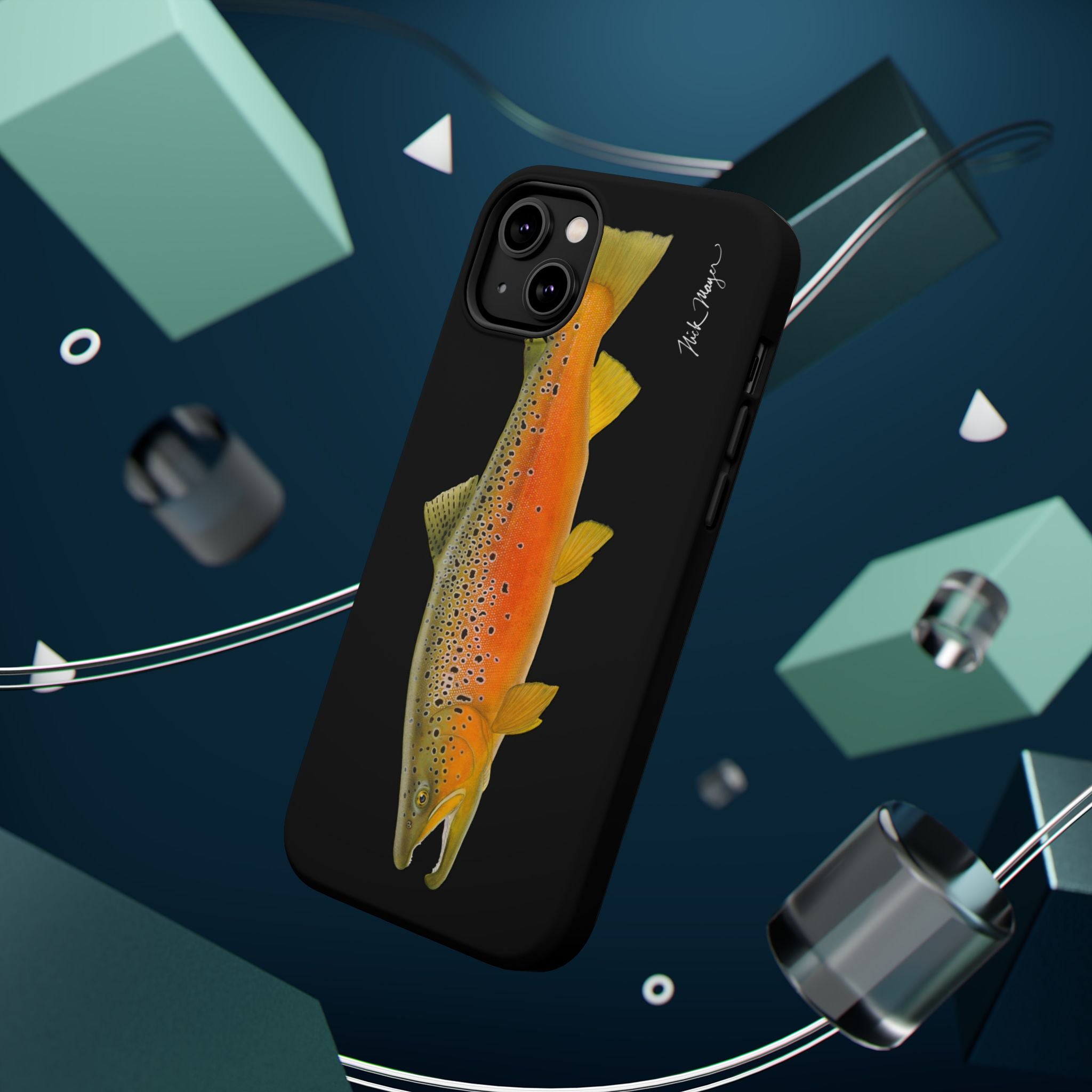 Brown Trout 2 Black MagSafe iPhone Case, NEW for Holiday 2025!