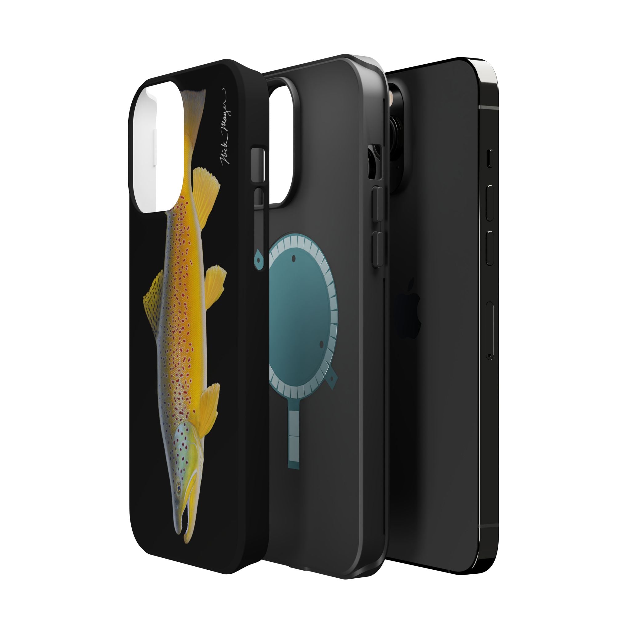 Brown Trout 3 Black MagSafe iPhone Case
