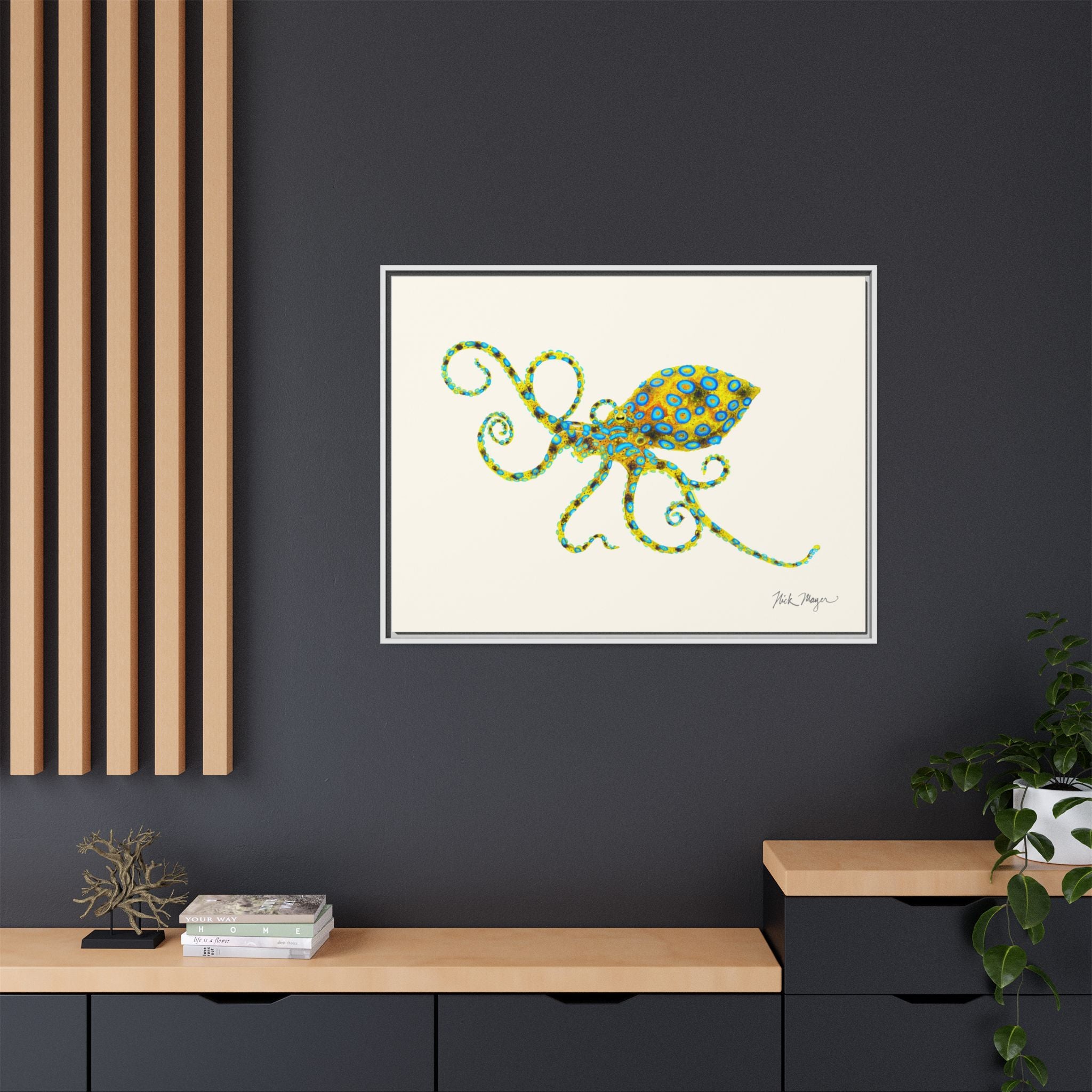 Blue Ringed Octopus Framed Canvas Print Printify