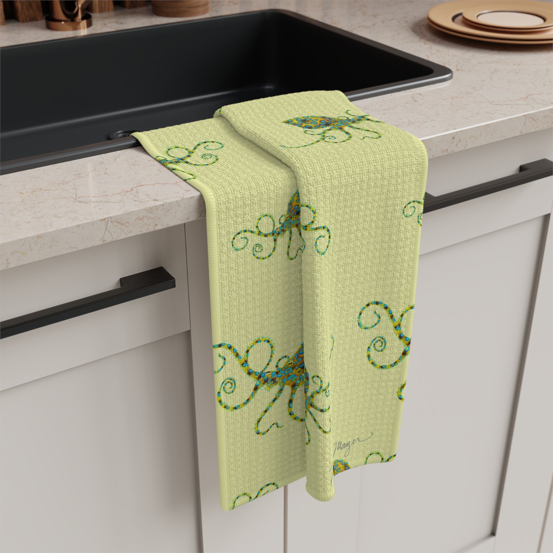 Yellow Octopus Soft Kitchen Towel