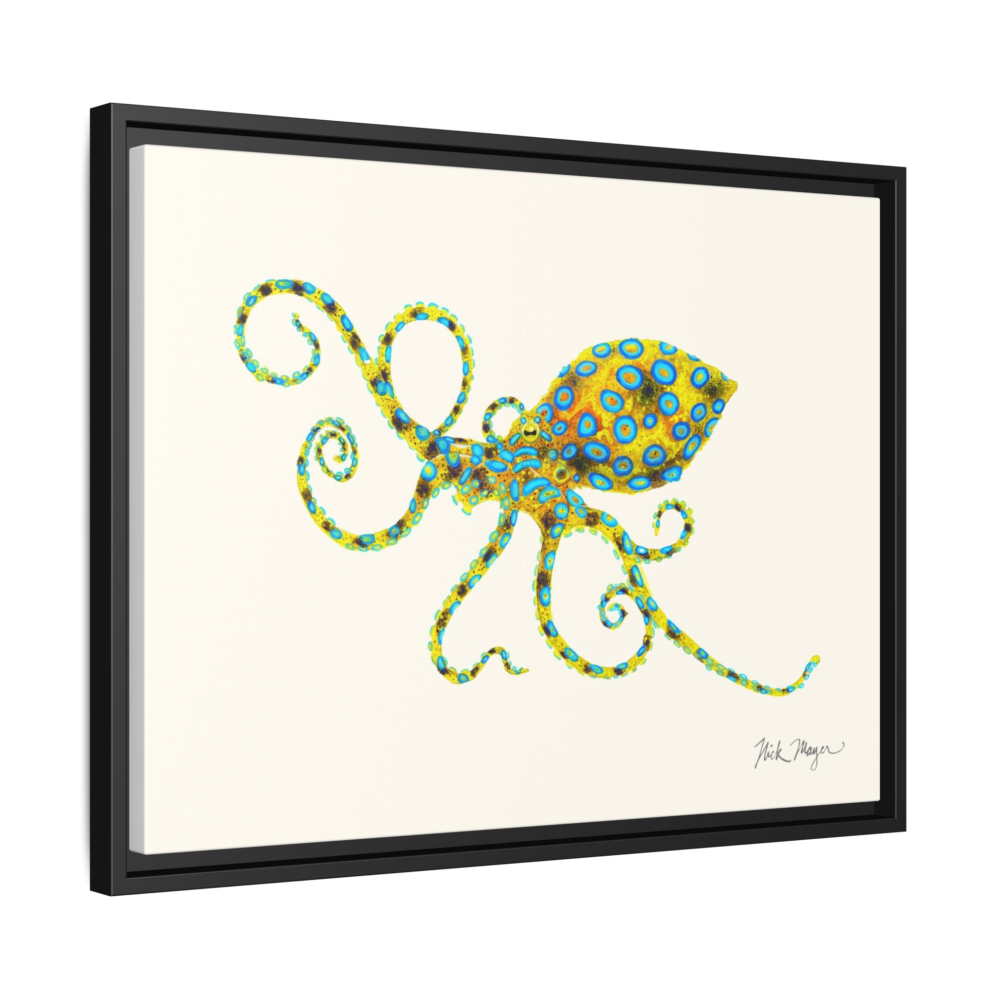 Blue Ringed Octopus Framed Canvas Print Printify