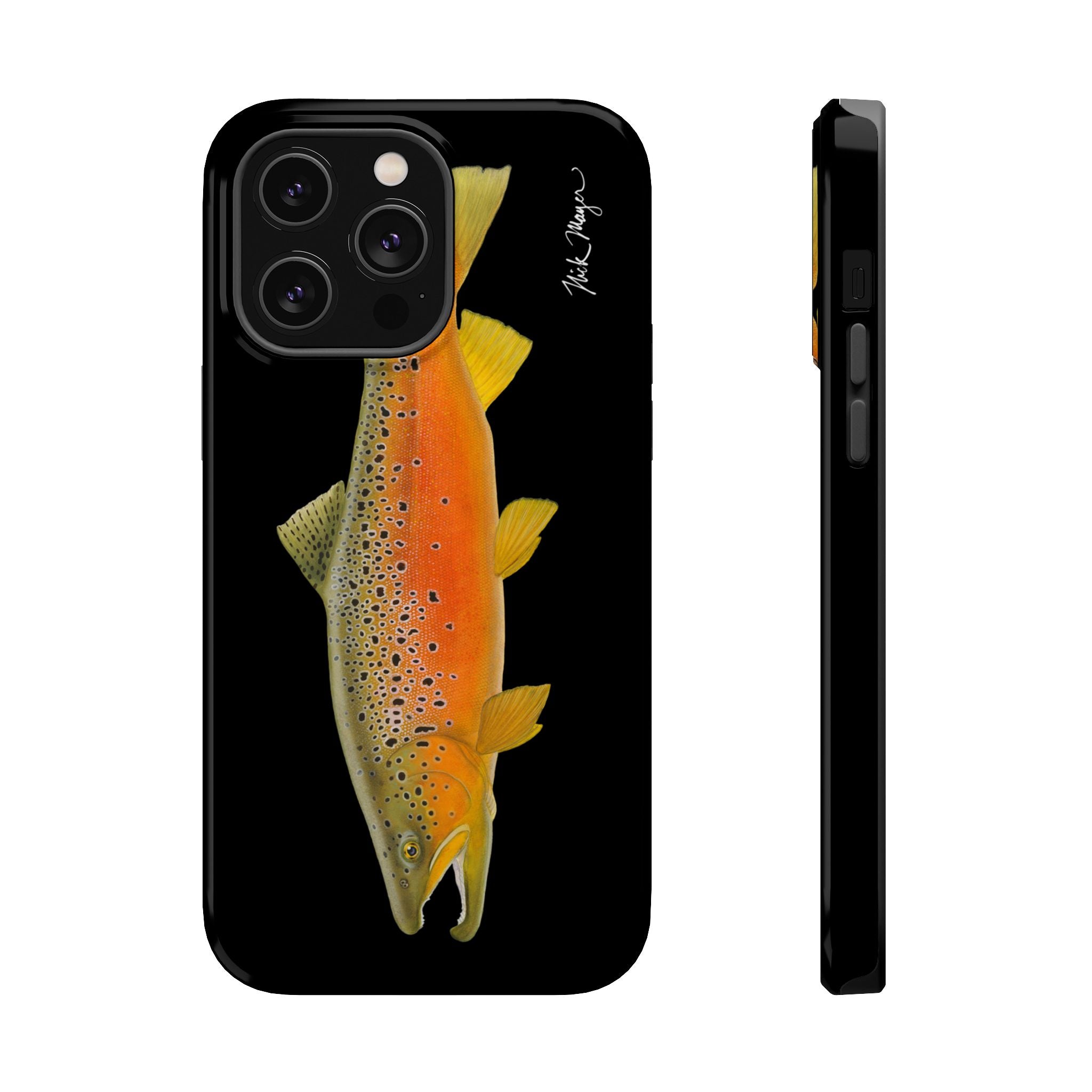 Brown Trout 2 Black MagSafe iPhone Case, NEW for Holiday 2025!