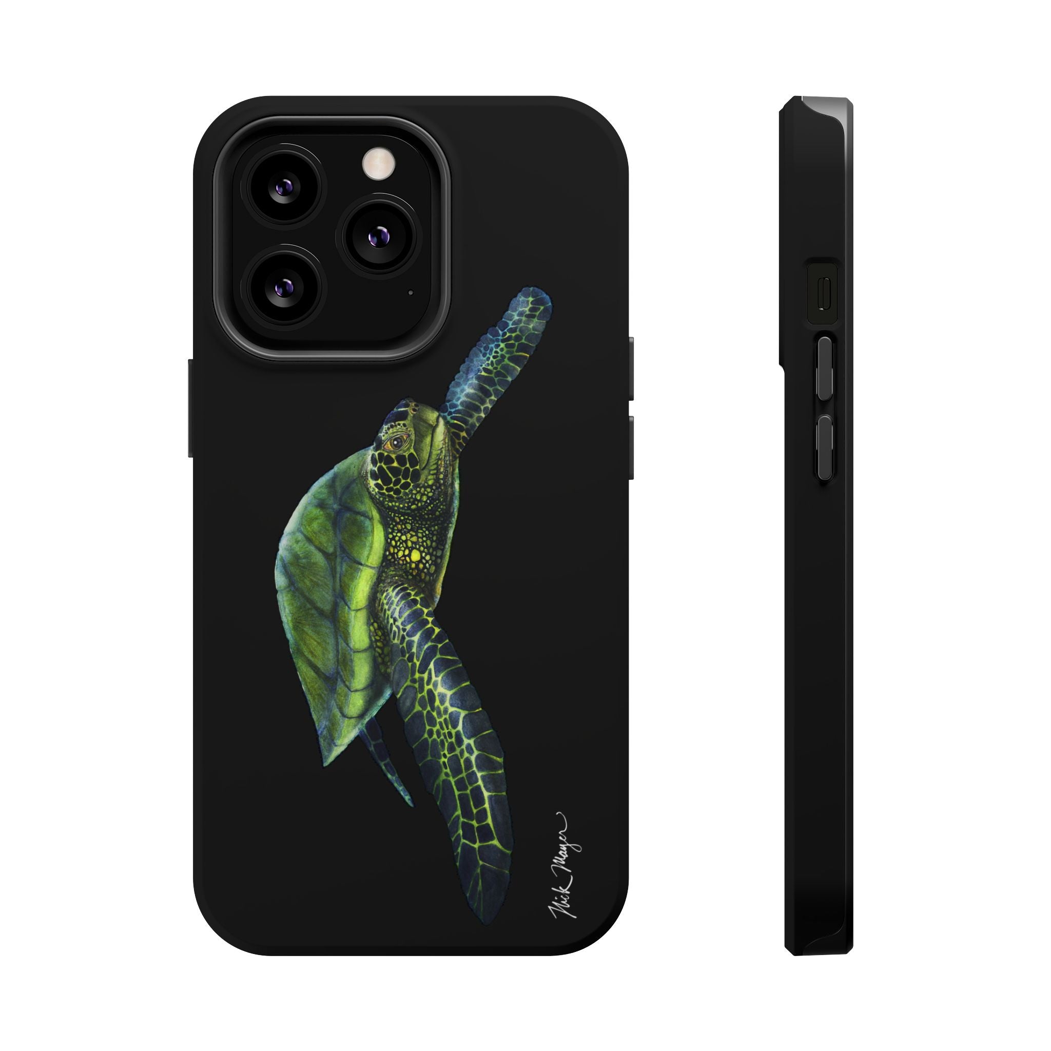Green Sea Turtle MagSafe Black iPhone Case