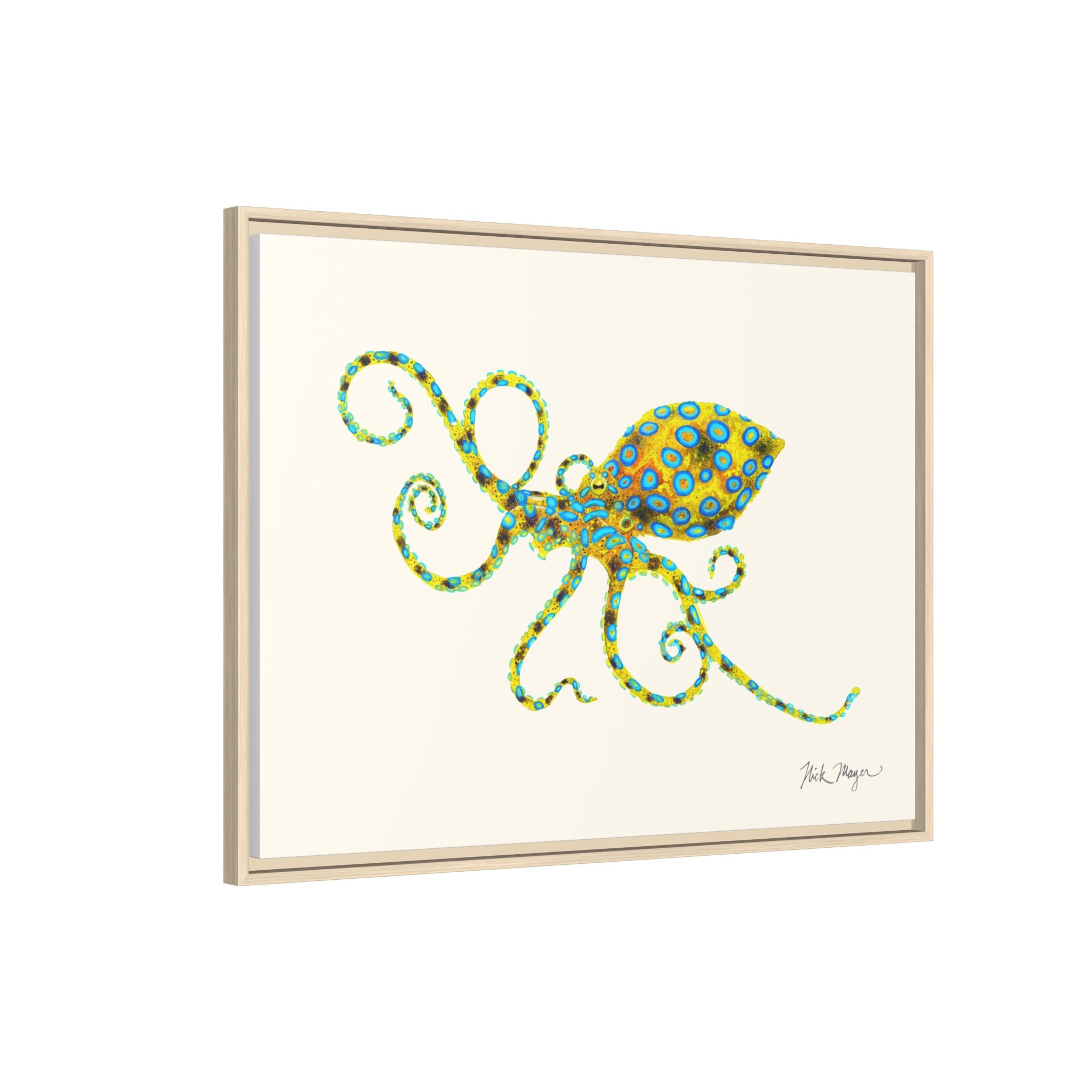 Blue Ringed Octopus Framed Canvas Print Printify