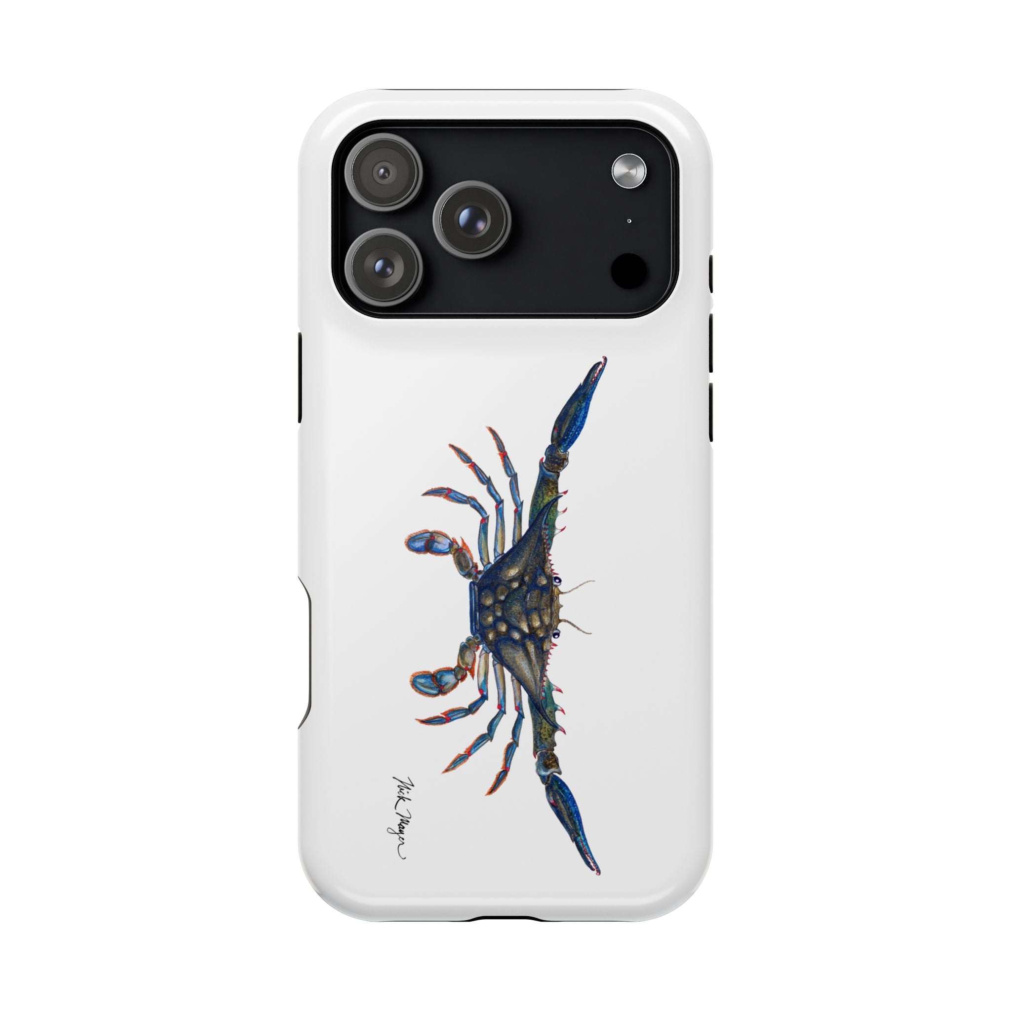 Blue Crab MagSafe White iPhone Case
