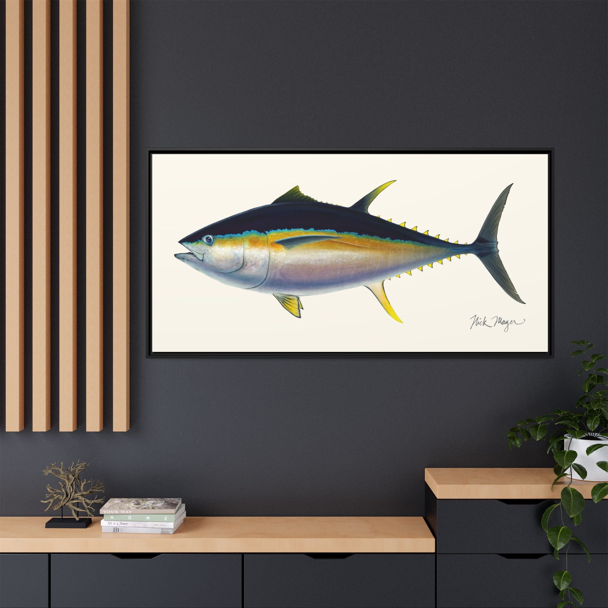Bigeye Tuna Framed Canvas Print Printify