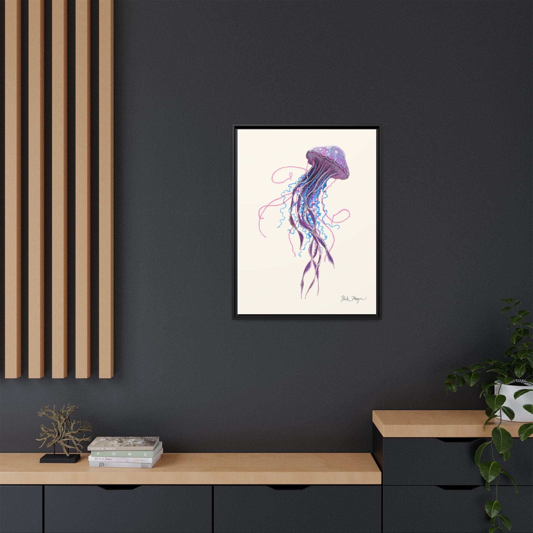 Purple Jellyfish II Framed Canvas Print Printify
