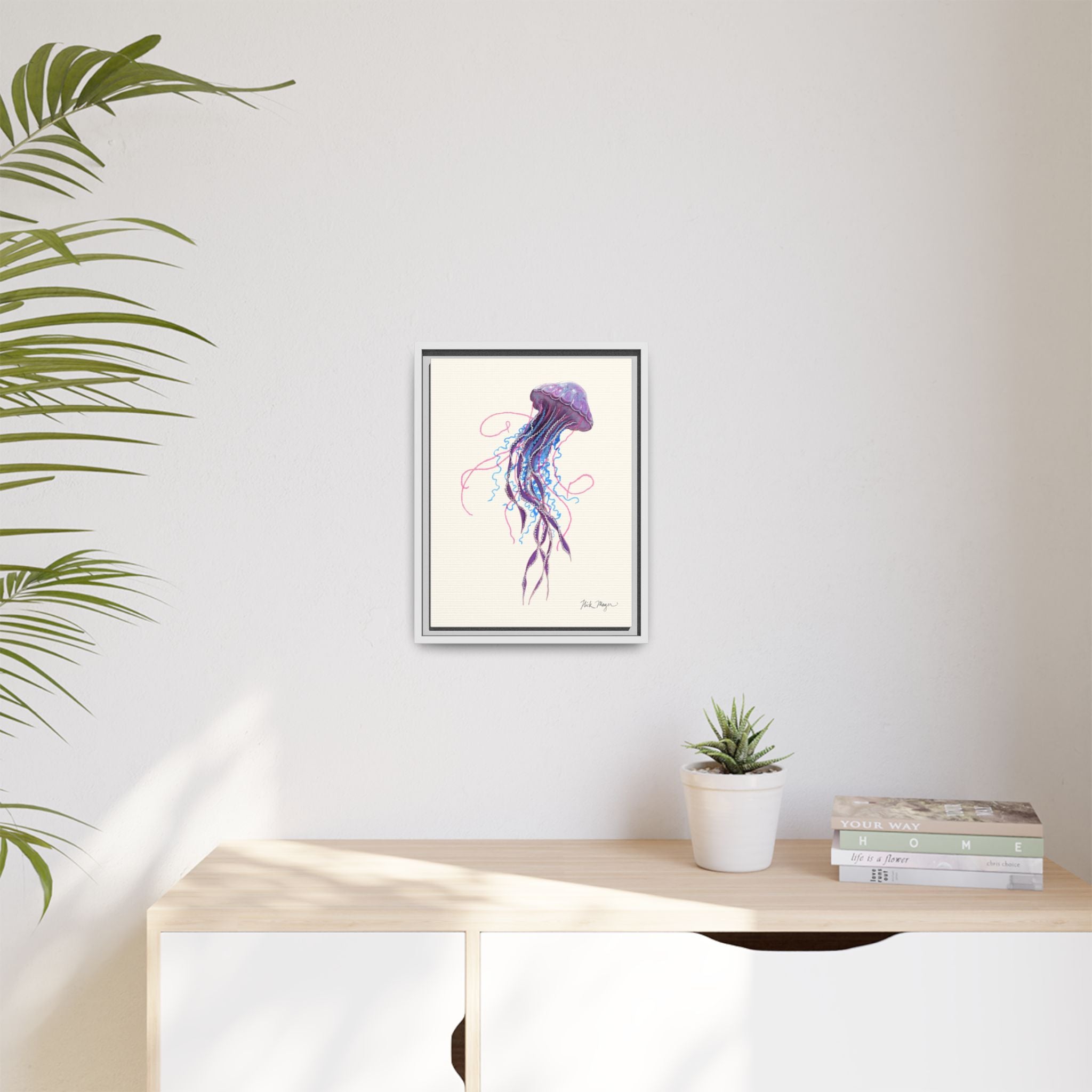 Purple Jellyfish II Framed Canvas Print Printify
