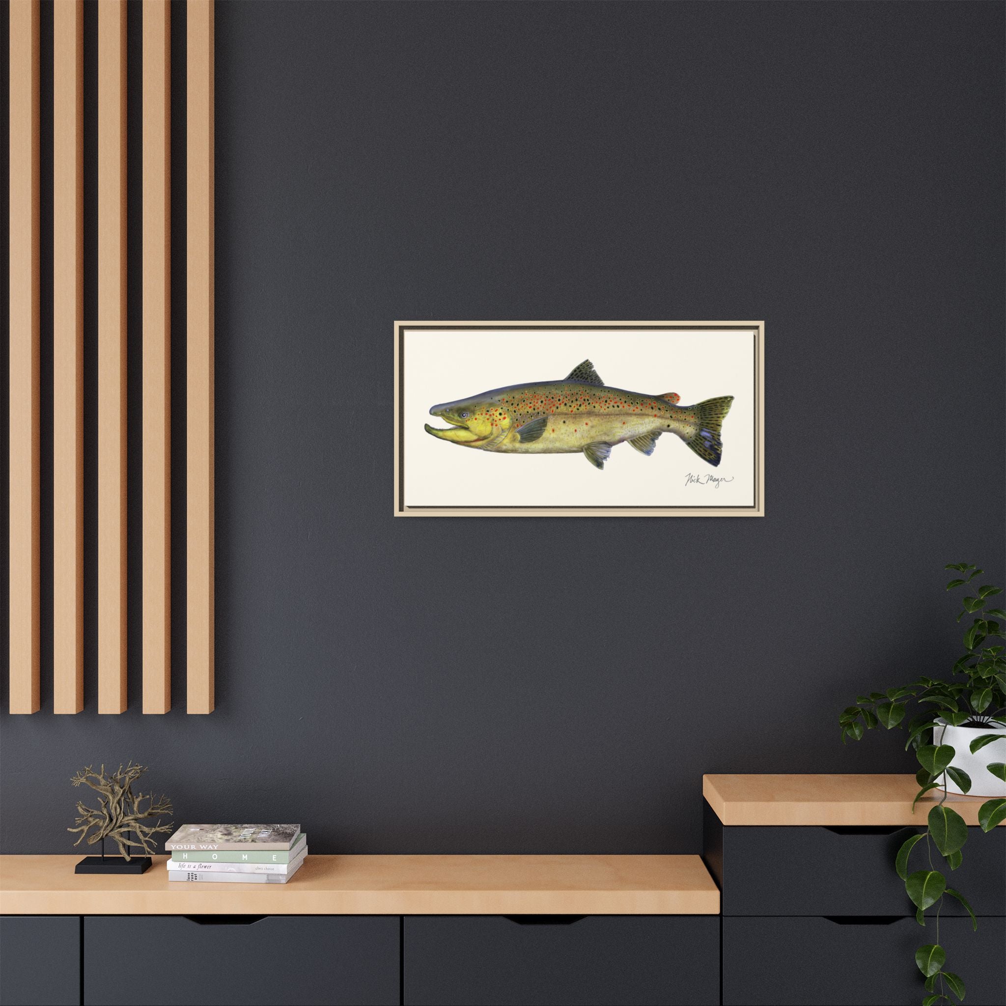Brown Trout I Framed Canvas Print Printify