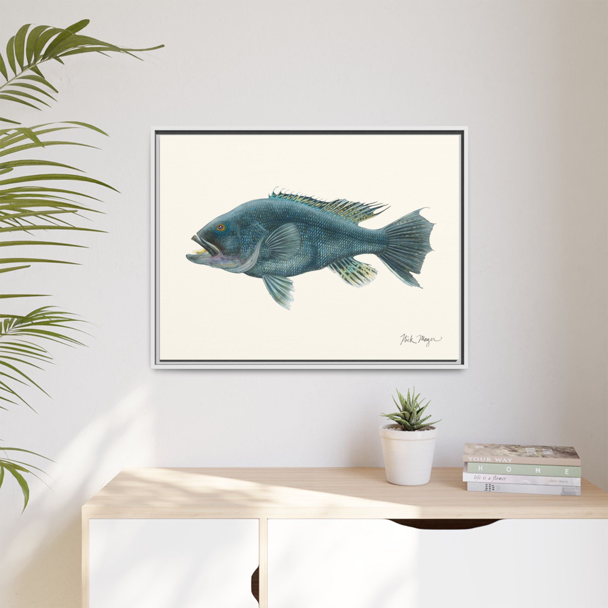 Black Sea Bass Framed Canvas Print Printify