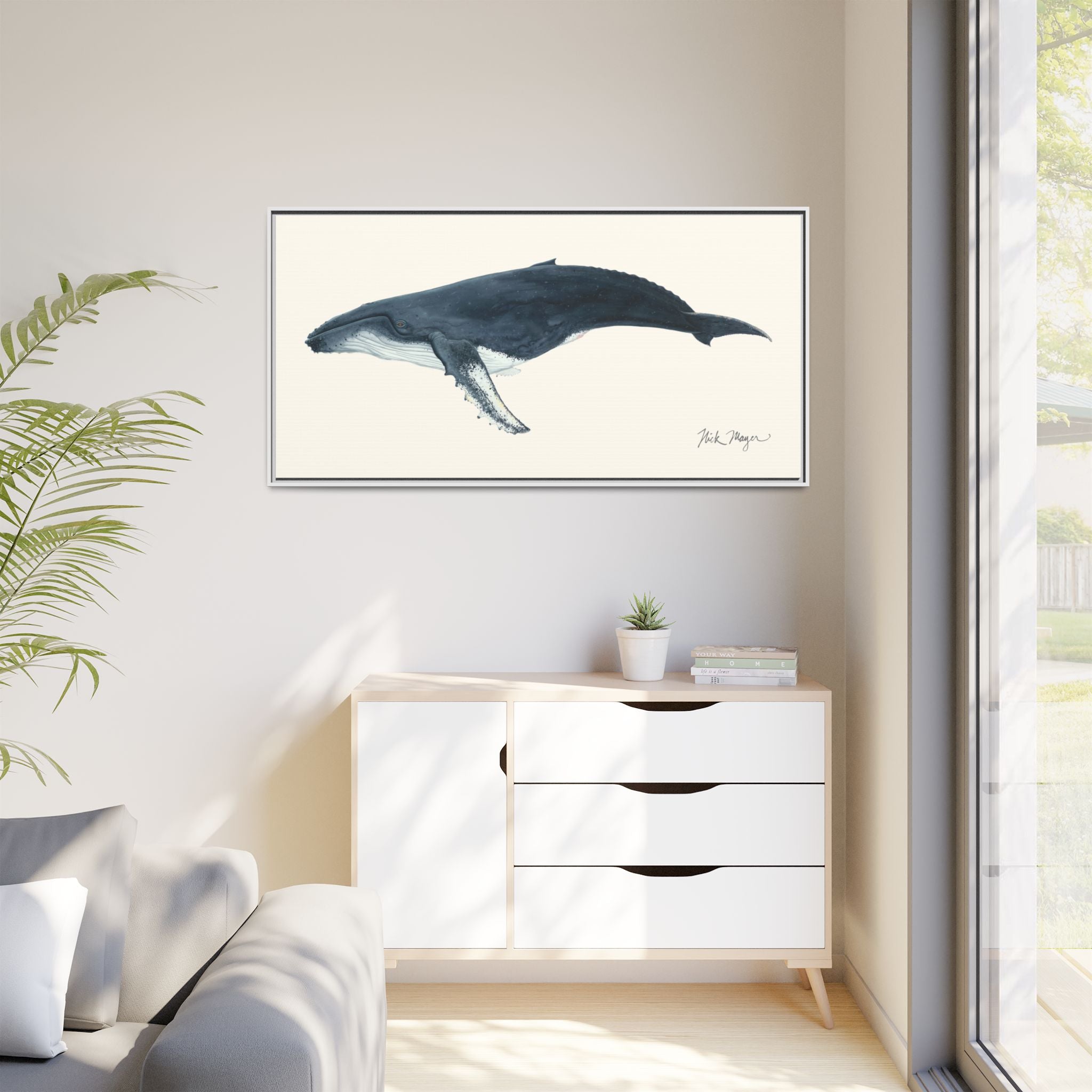Humpback Whale Framed Canvas Print Printify