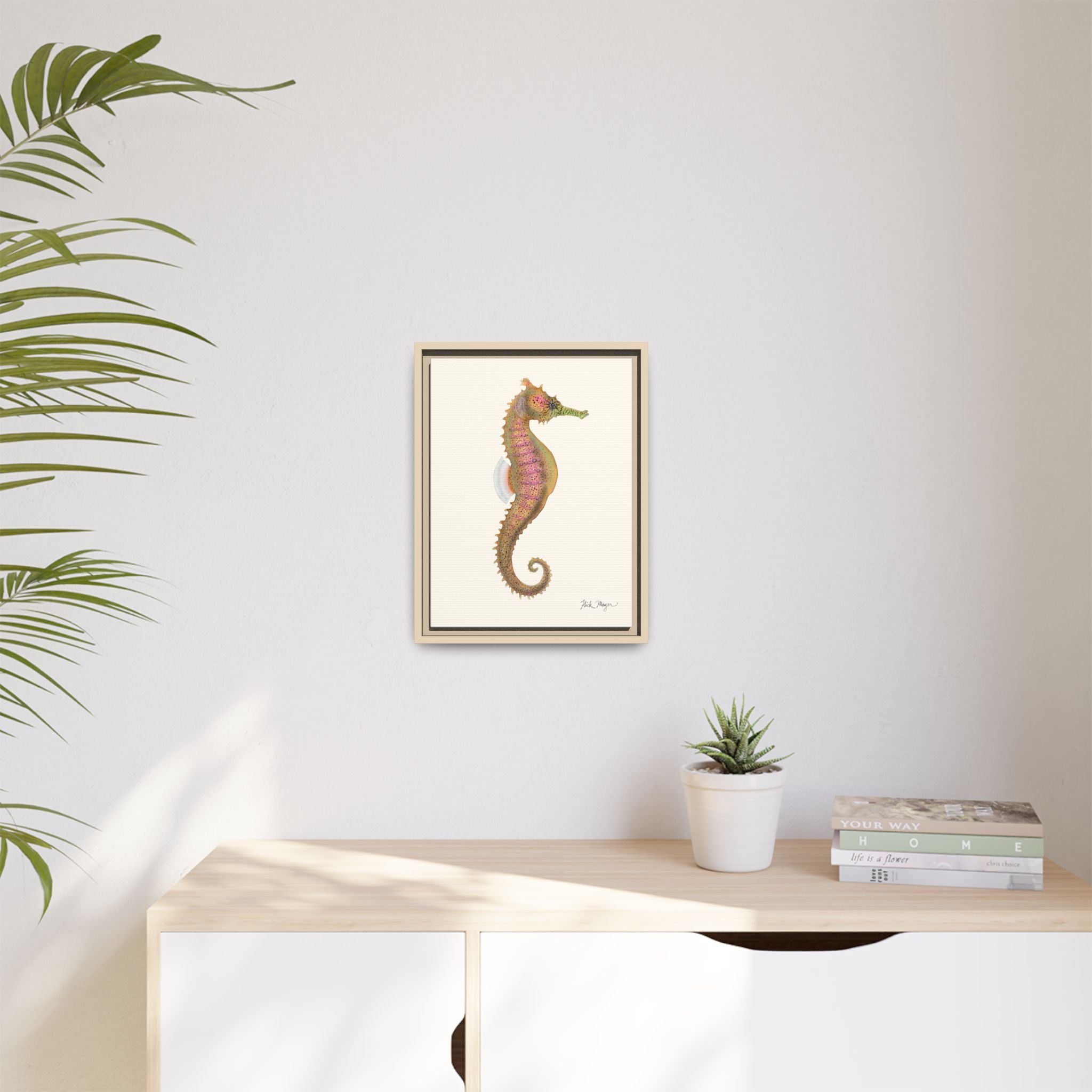 Estuary Seahorse Framed Canvas Print Printify