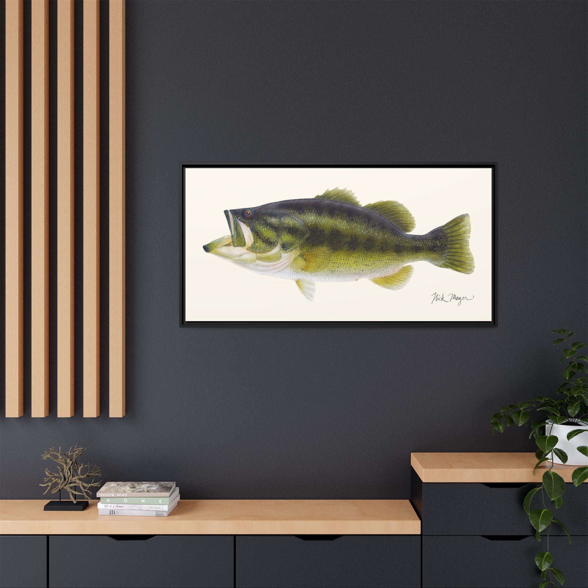 Largemouth Bass I Framed Canvas Print Printify