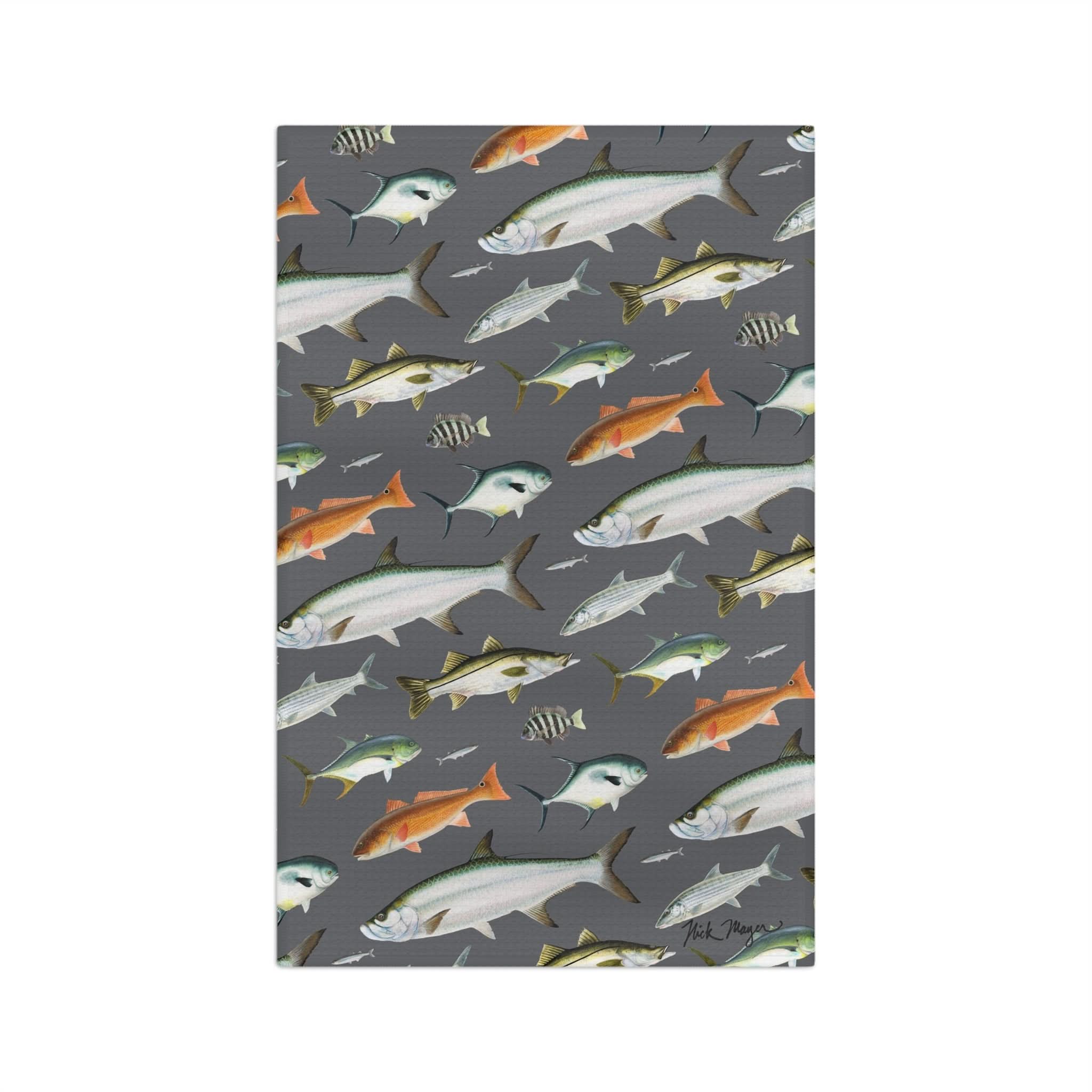 Southern Fish Grey Soft Kitchen Towel