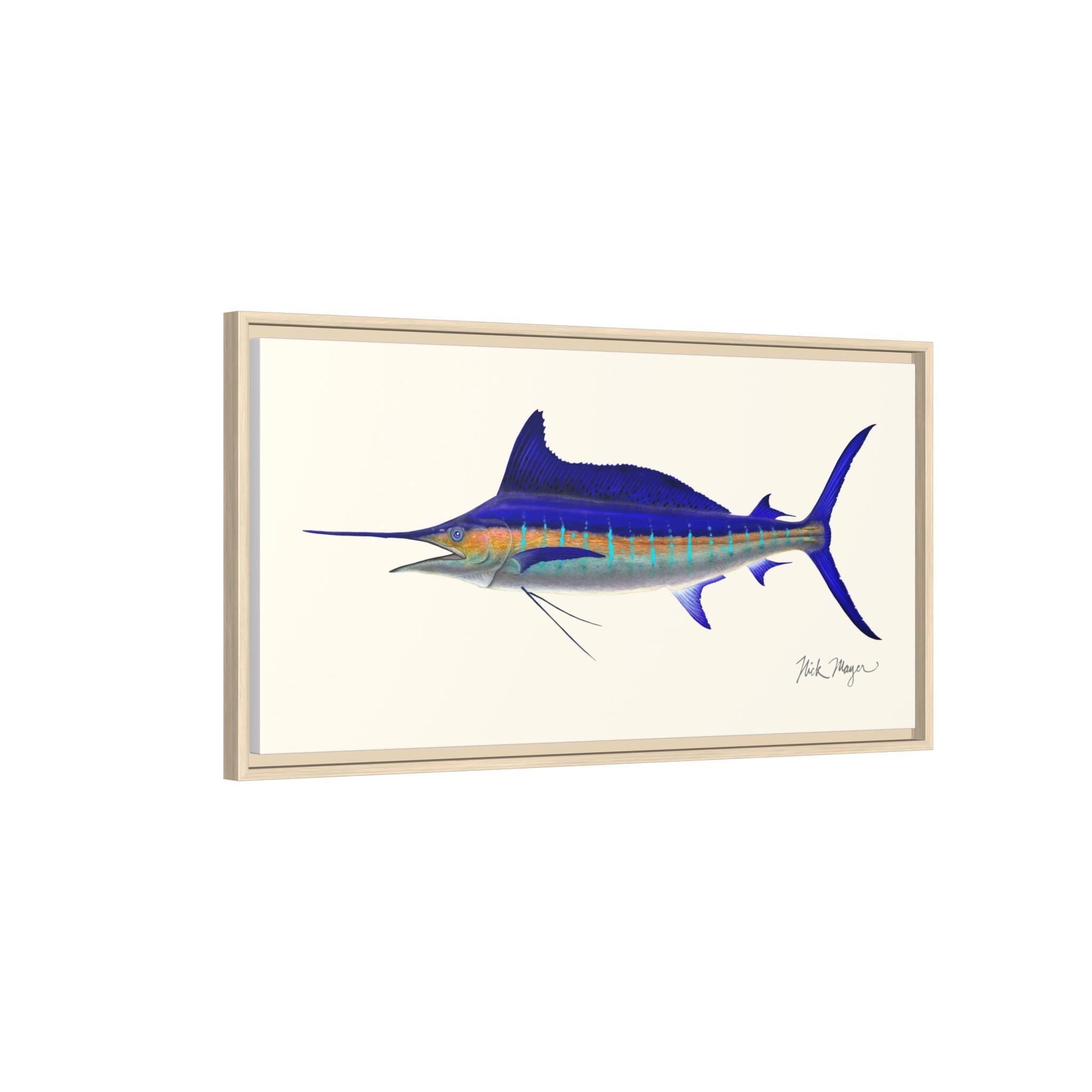 Striped Marlin Framed Canvas Print Printify