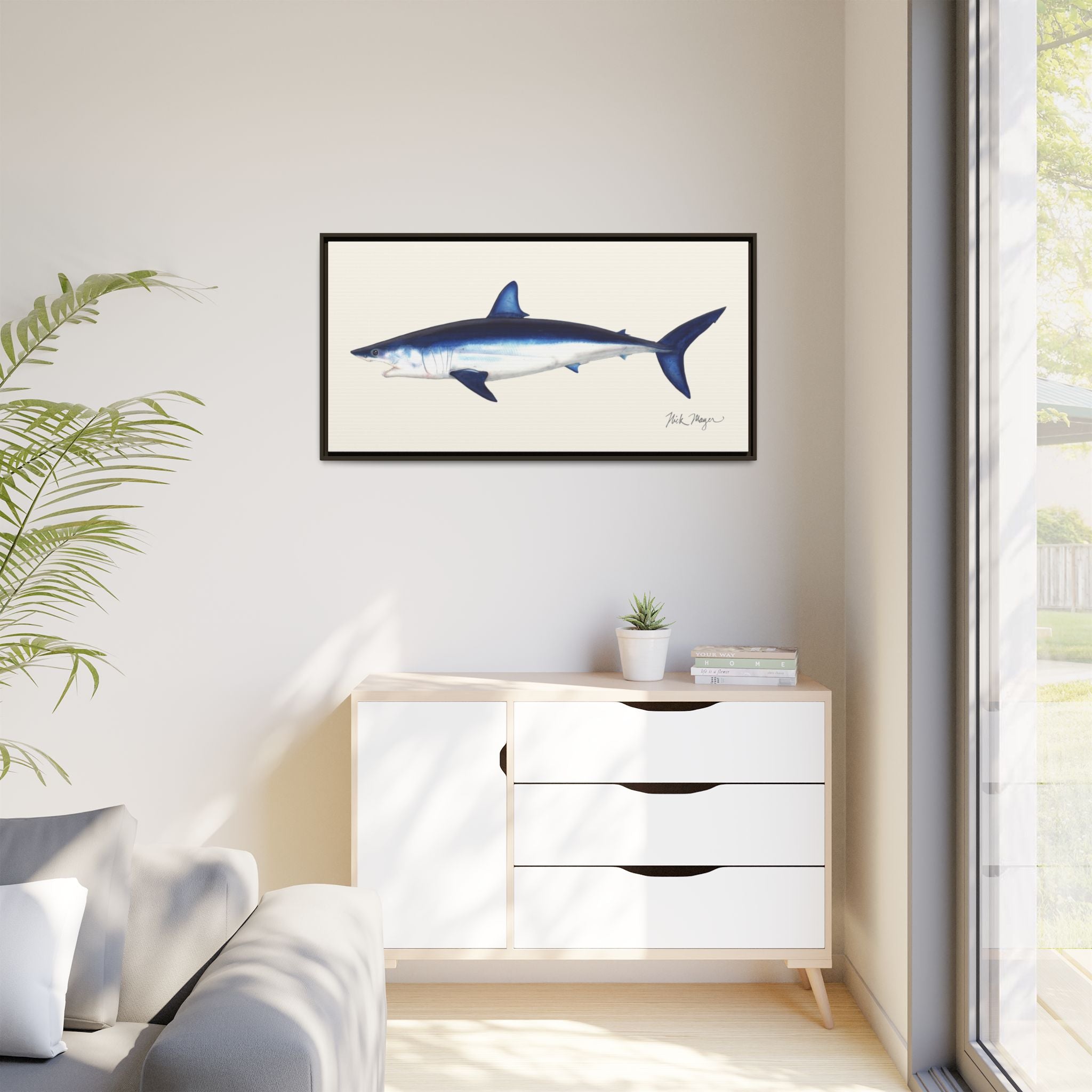 Mako Shark Framed Canvas Print Printify