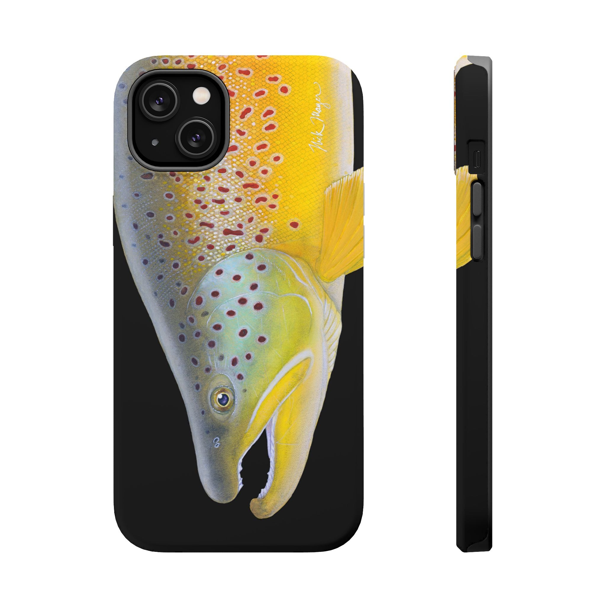 Brown Trout 3 Face Black MagSafe iPhone Case