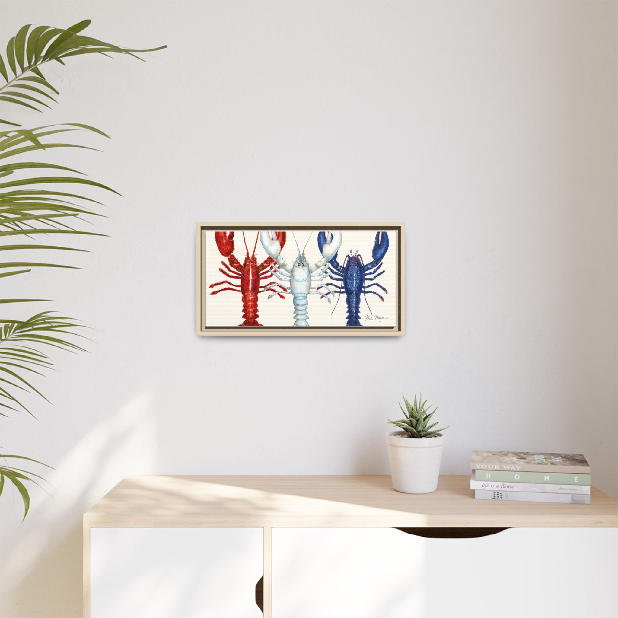 American Lobsters Trio Framed Canvas Print Printify