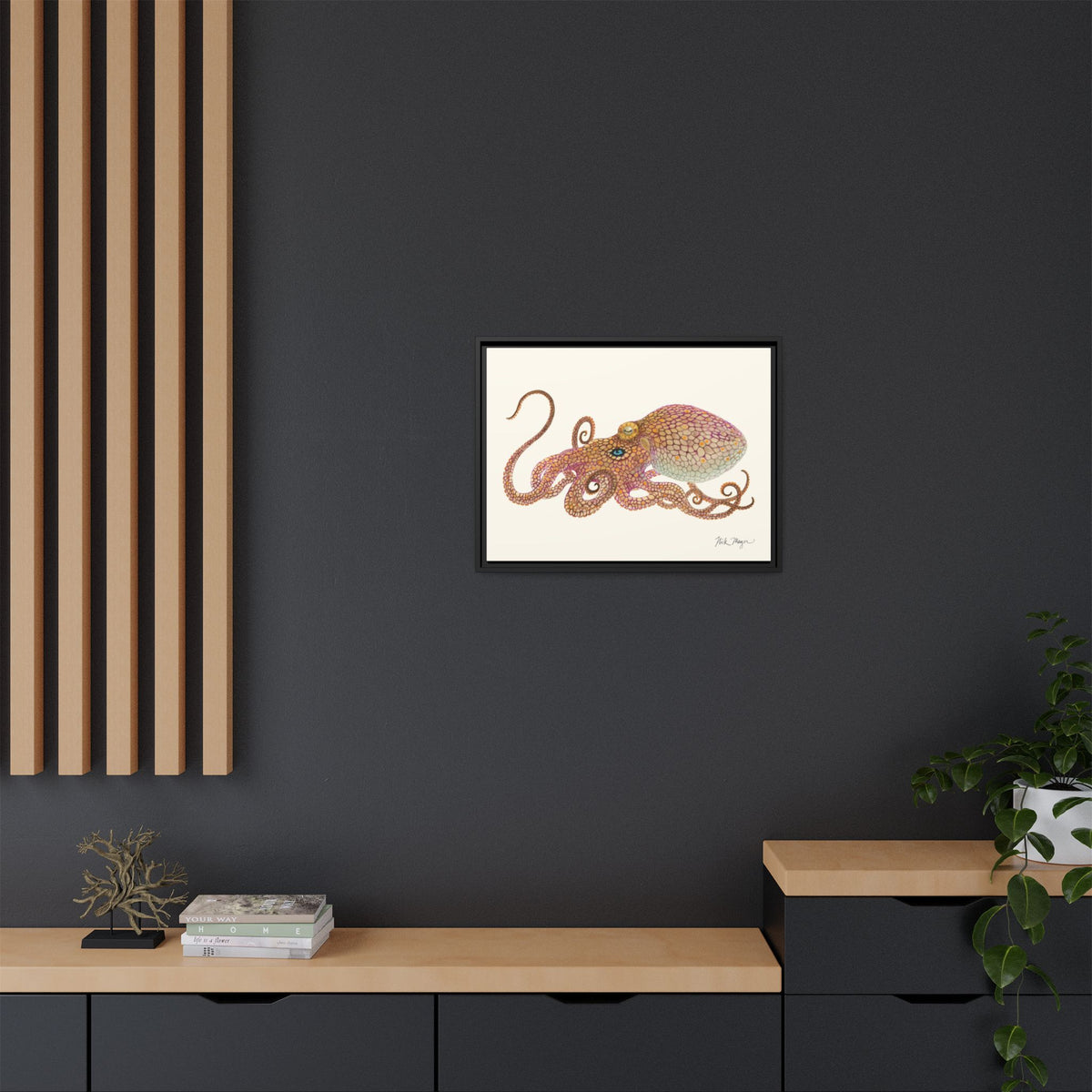 Two Spot Octopus Framed Canvas Print Printify