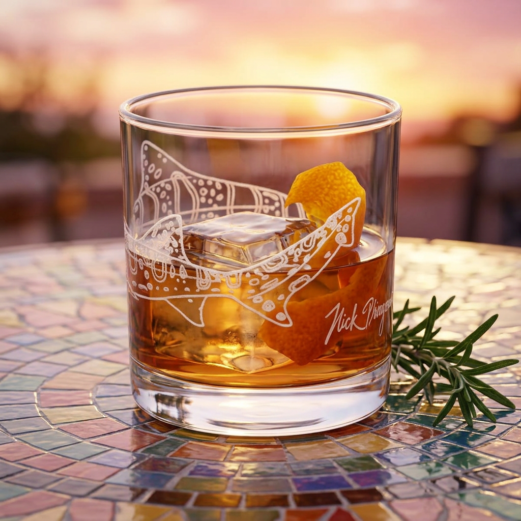Leopard Shark 10oz Whiskey Glass