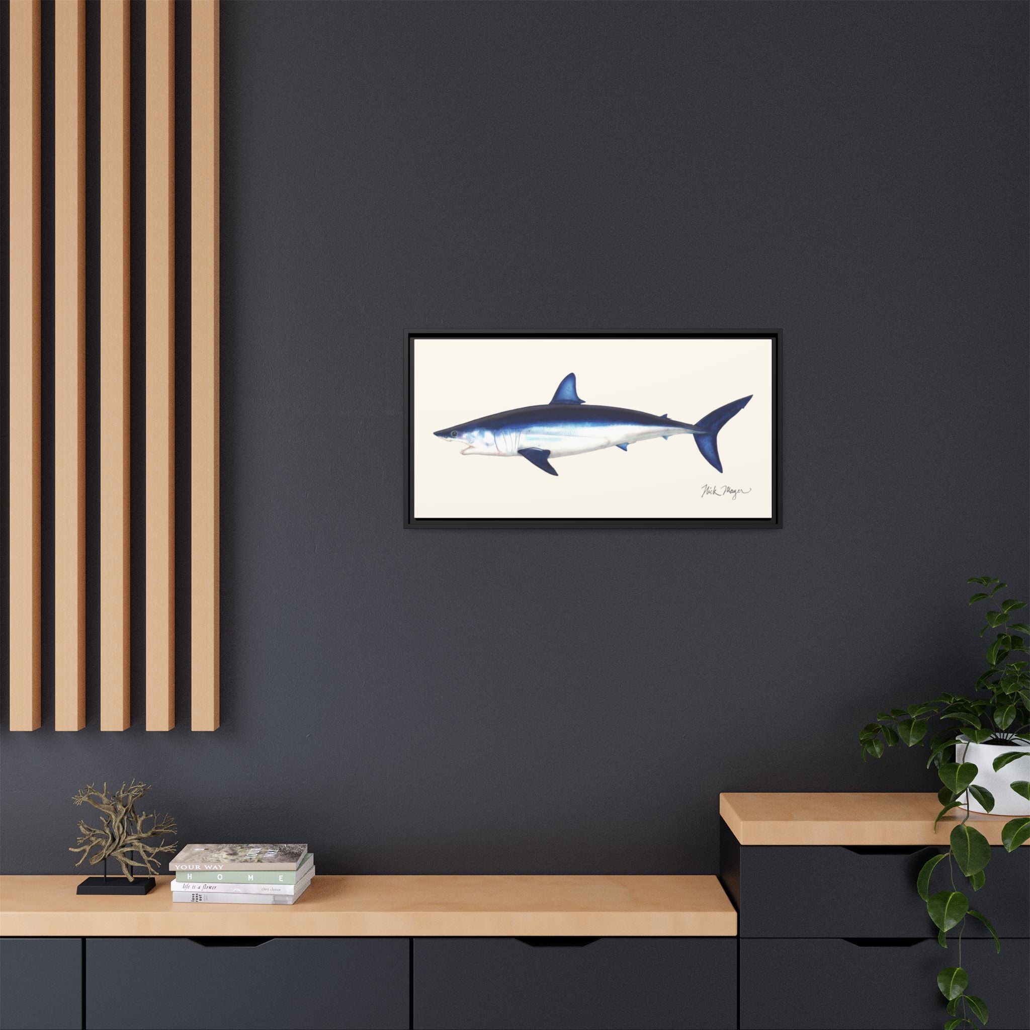 Mako Shark Framed Canvas Print Printify