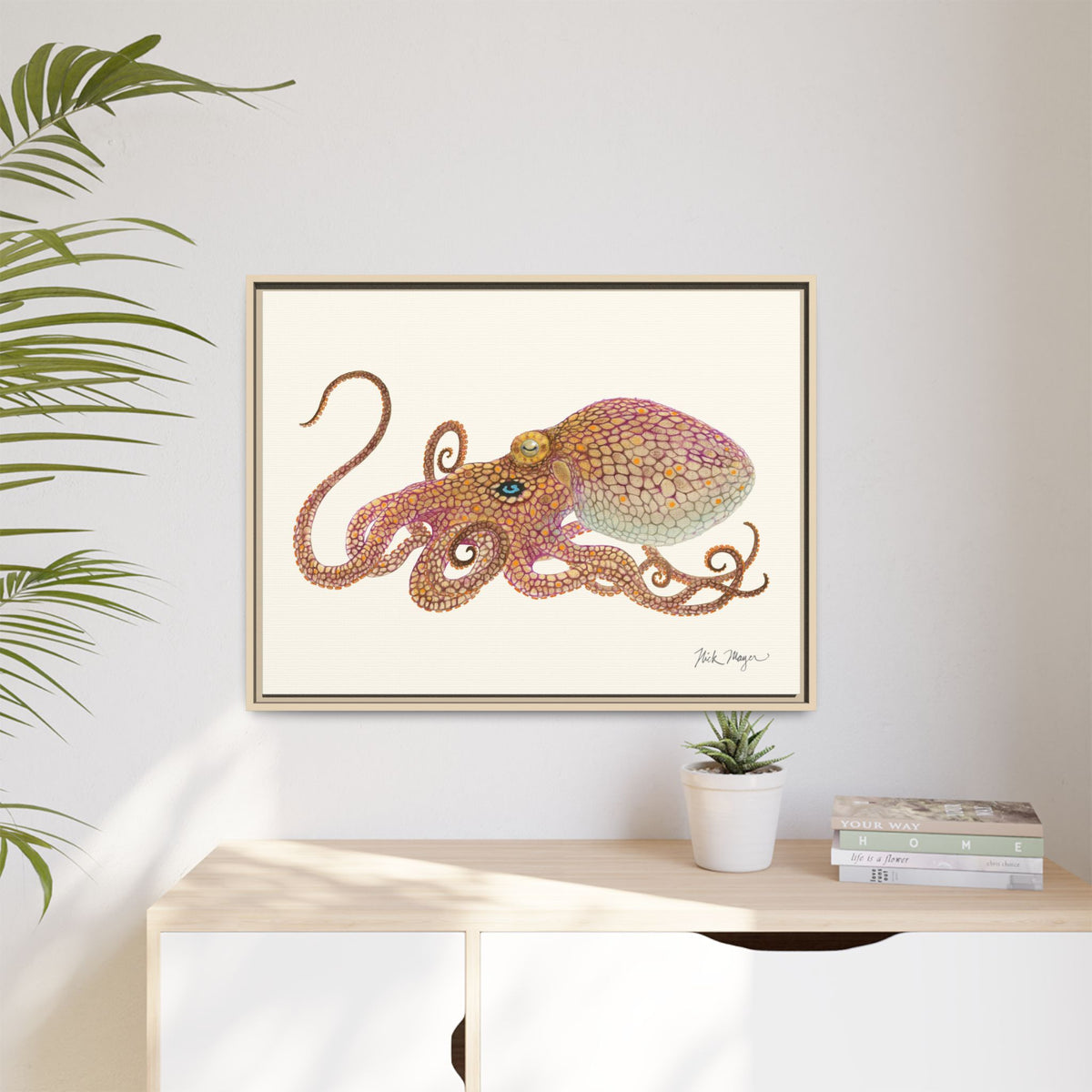 Two Spot Octopus Framed Canvas Print Printify
