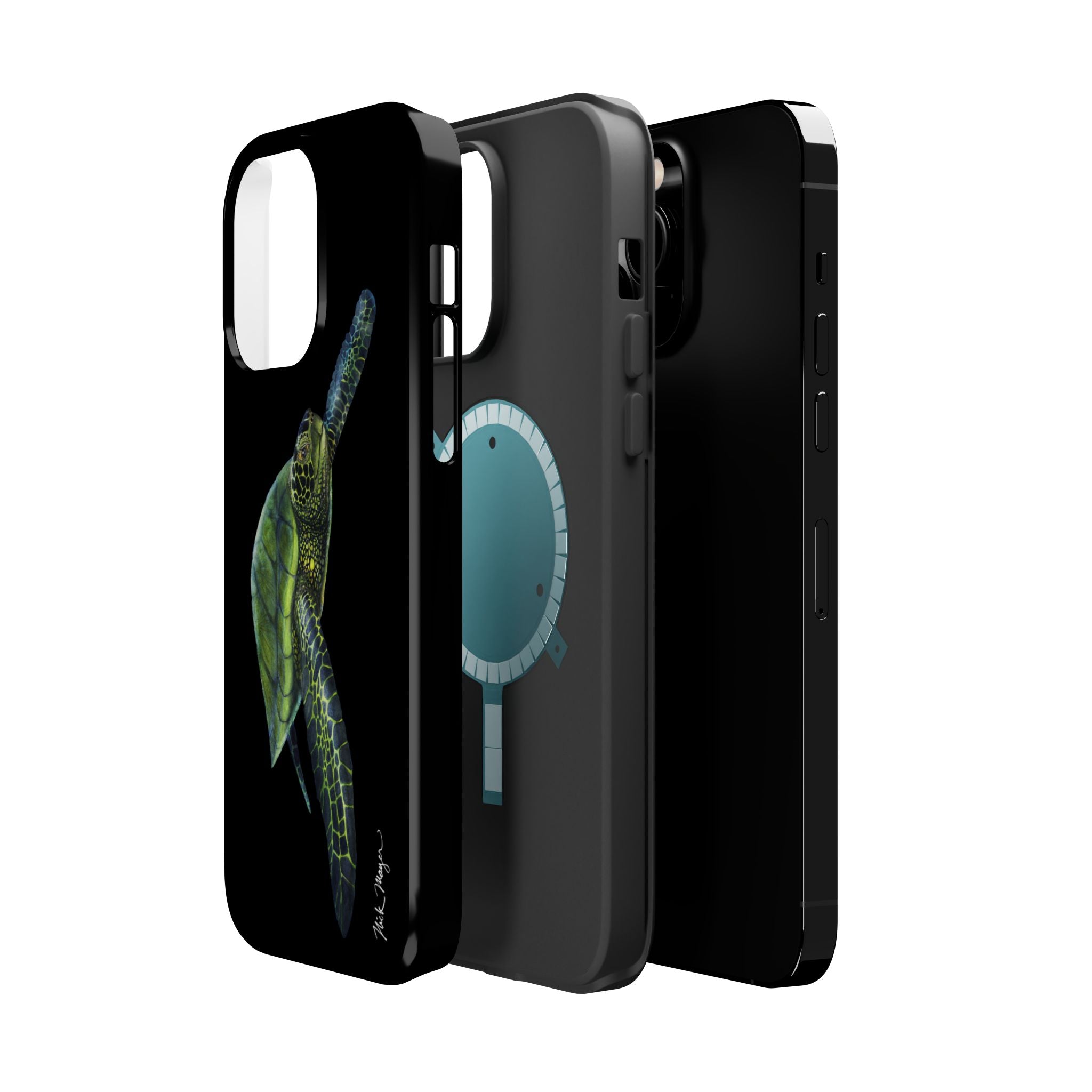 Green Sea Turtle MagSafe Black iPhone Case