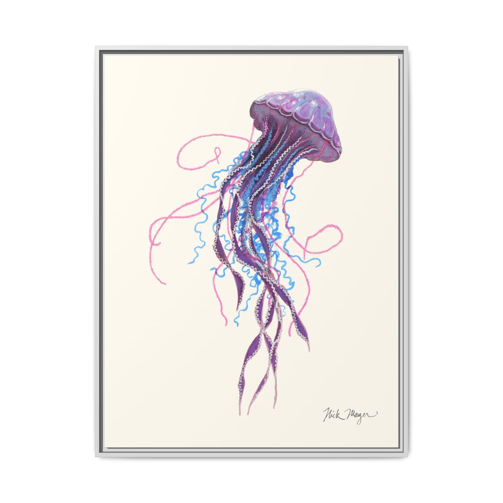 Purple Jellyfish II Framed Canvas Print Printify