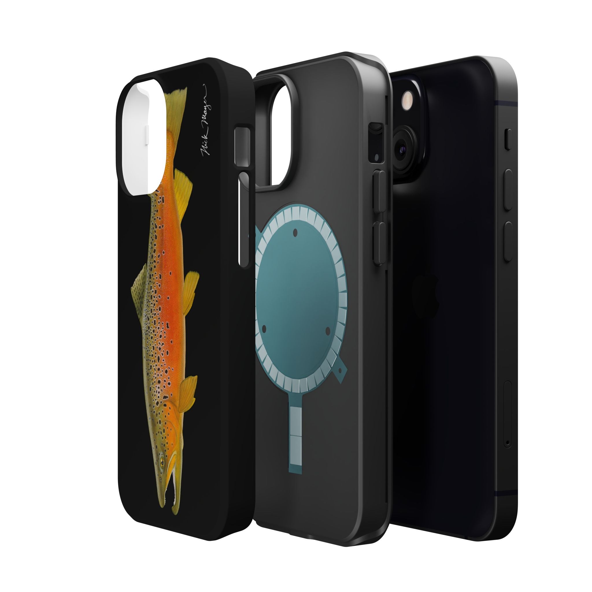 Brown Trout 2 Black MagSafe iPhone Case, NEW for Holiday 2025!