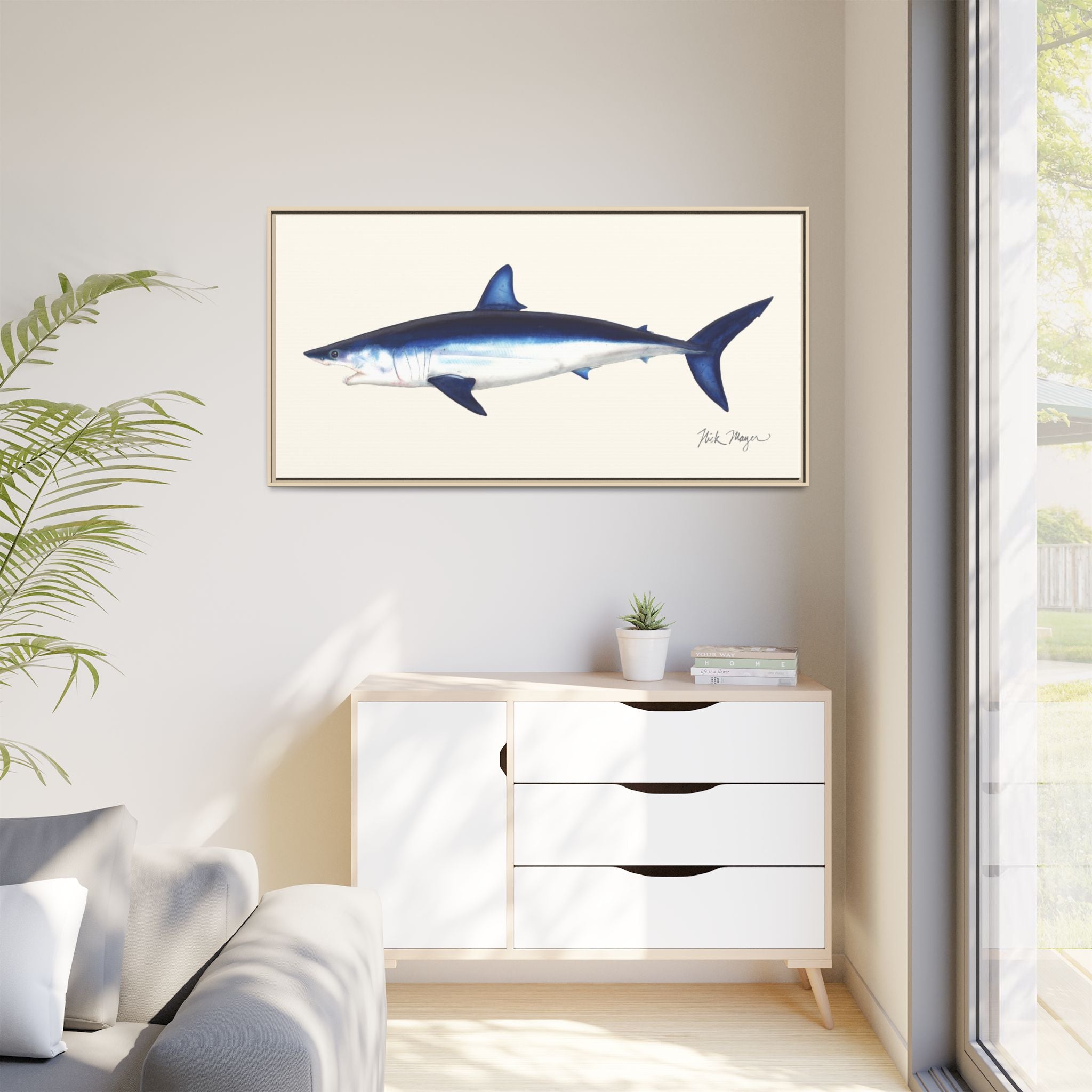Mako Shark Framed Canvas Print Printify