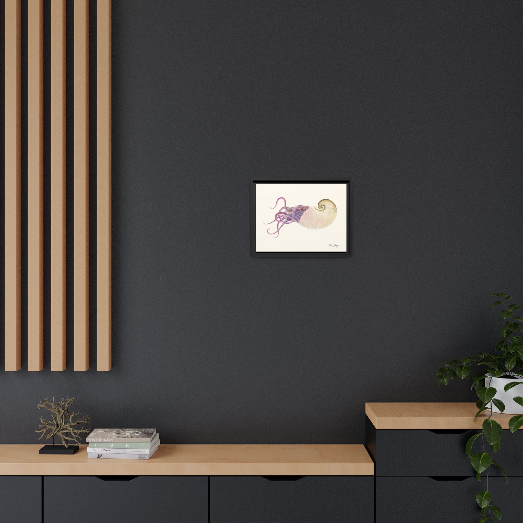 Paper Nautilus Framed Canvas Print Printify