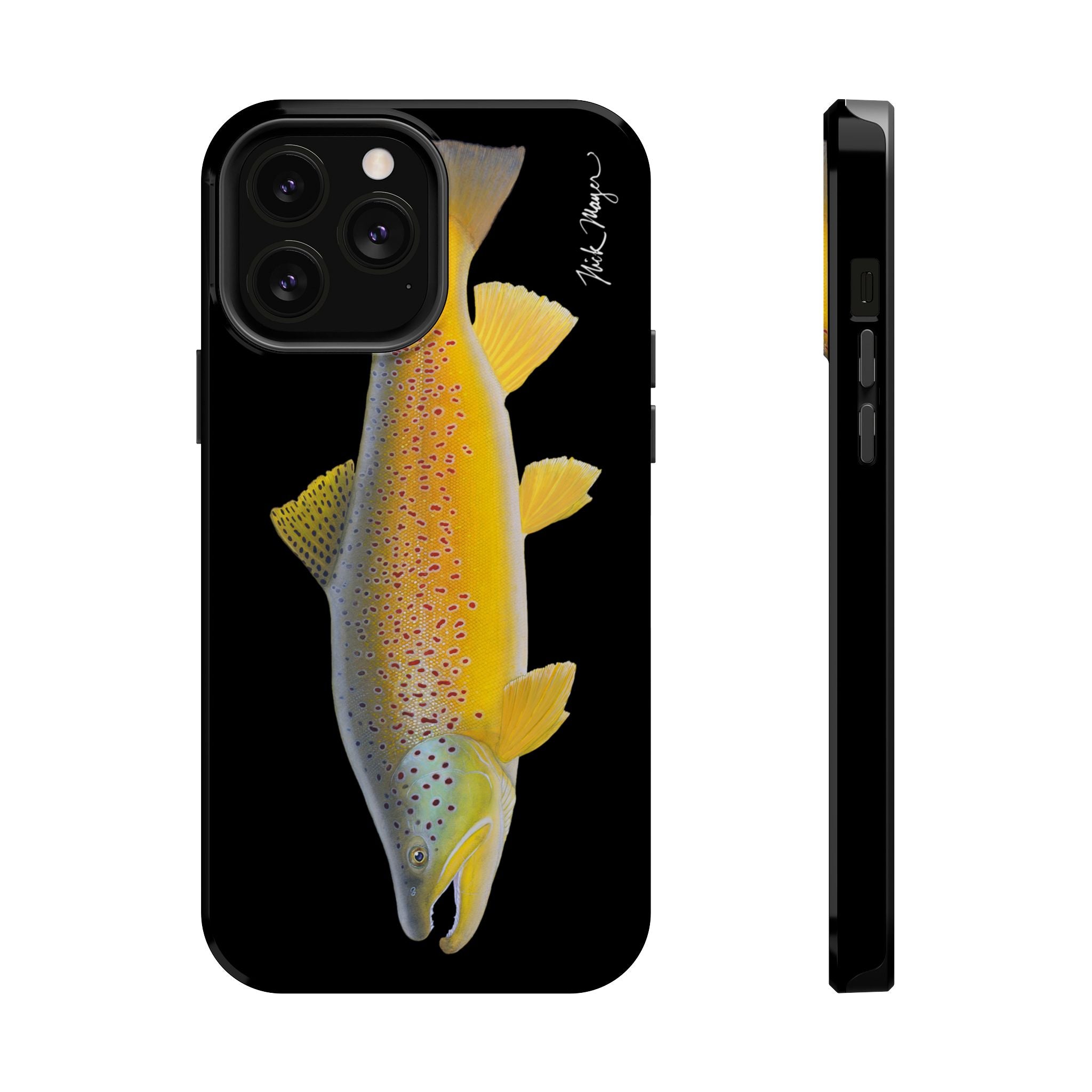 Brown Trout 3 Black MagSafe iPhone Case