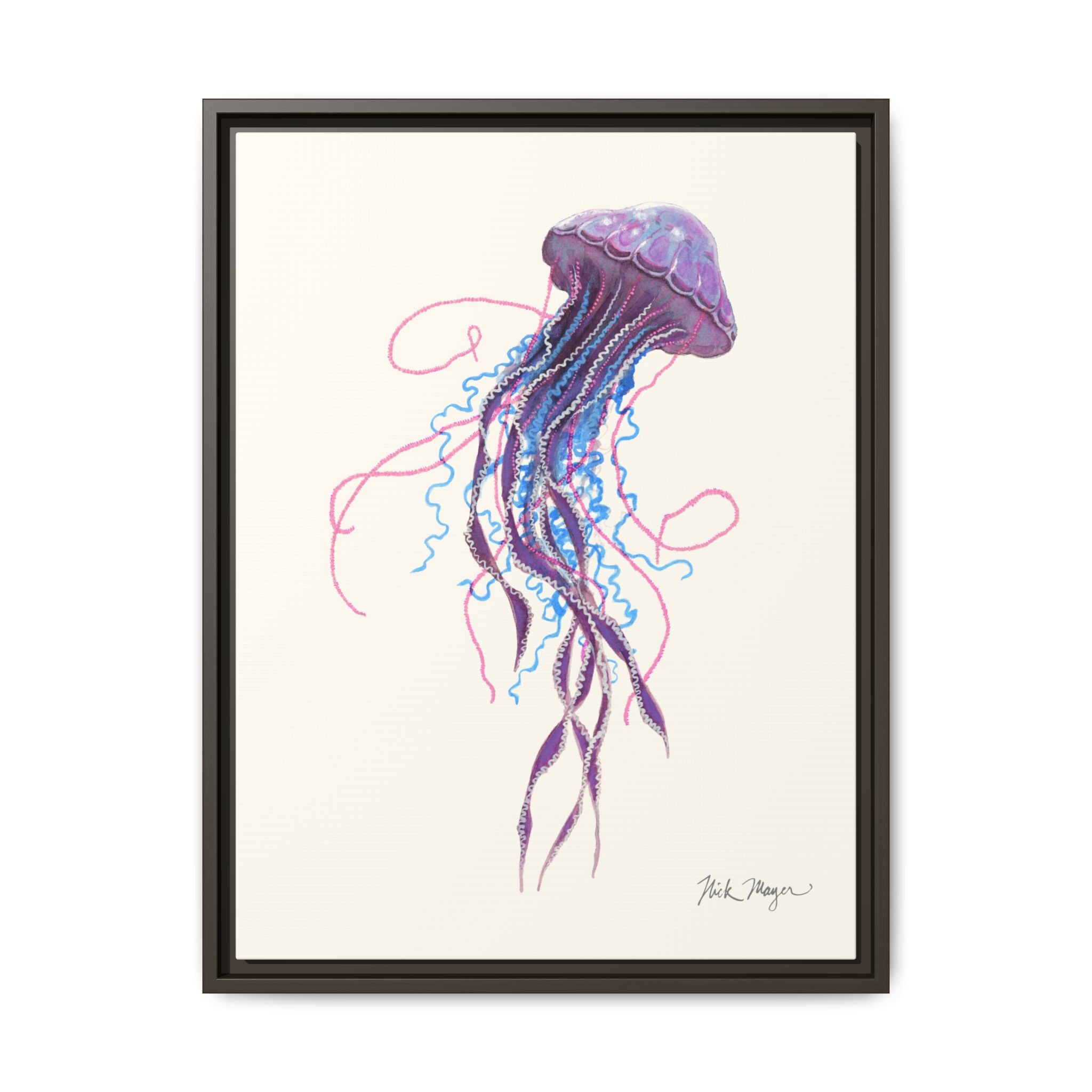 Purple Jellyfish II Framed Canvas Print Printify