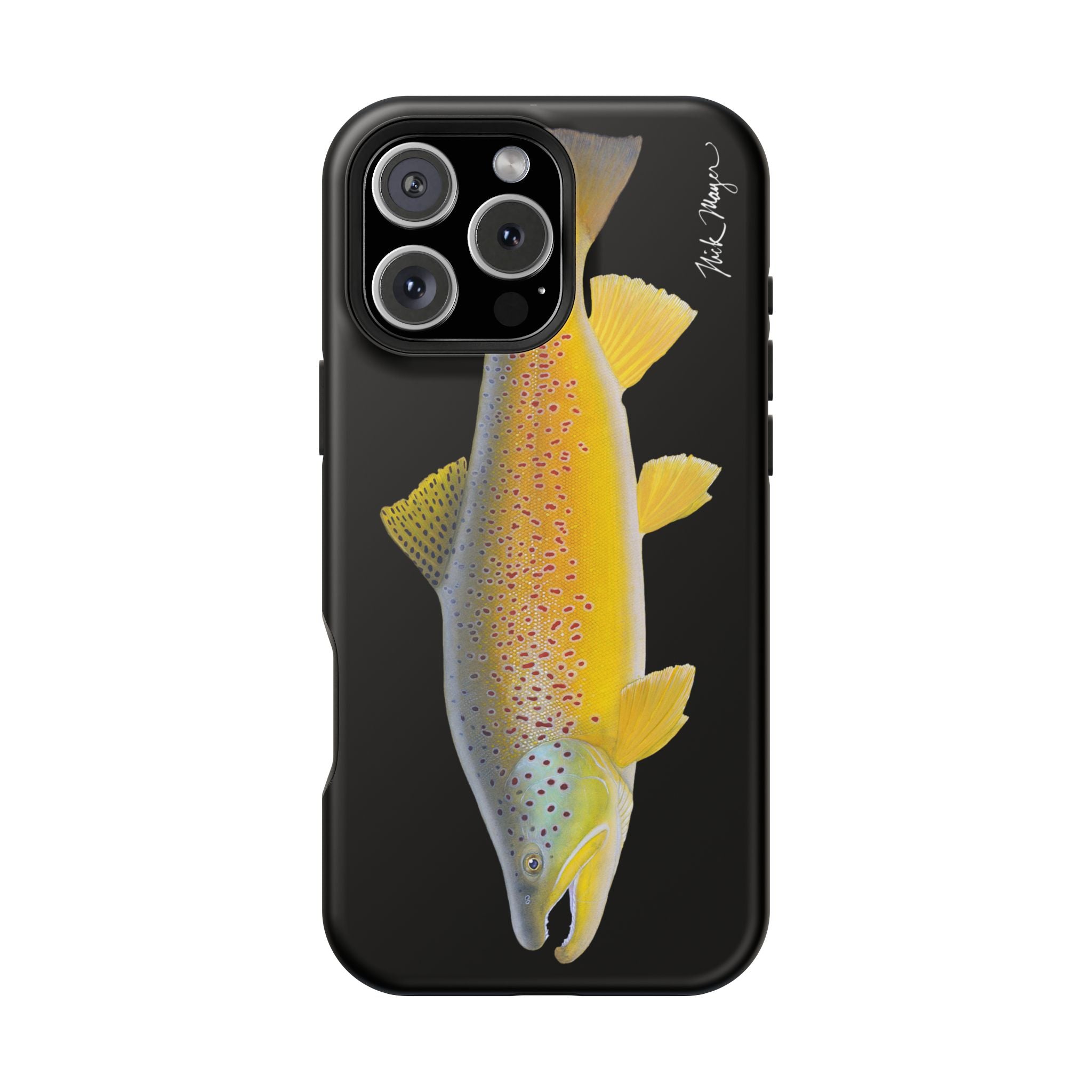 Brown Trout 3 Black MagSafe iPhone Case