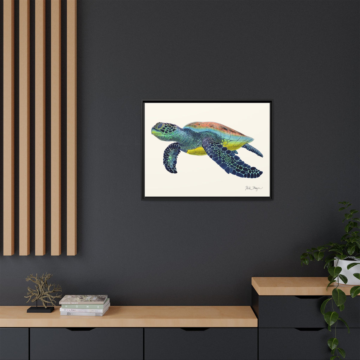 Green Sea Turtle II Framed Canvas Print Printify