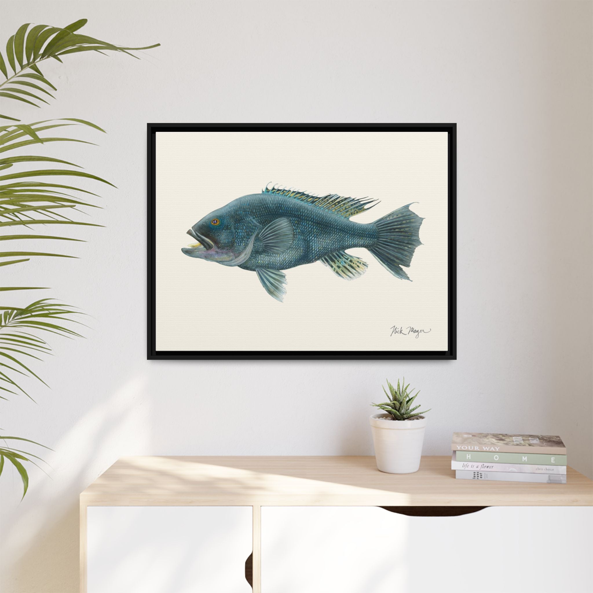 Black Sea Bass Framed Canvas Print Printify