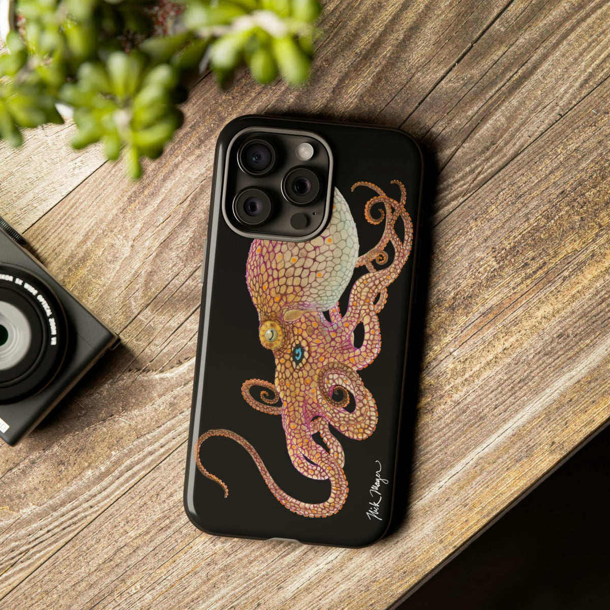 Two Spot Octopus Black iPhone 15 Case