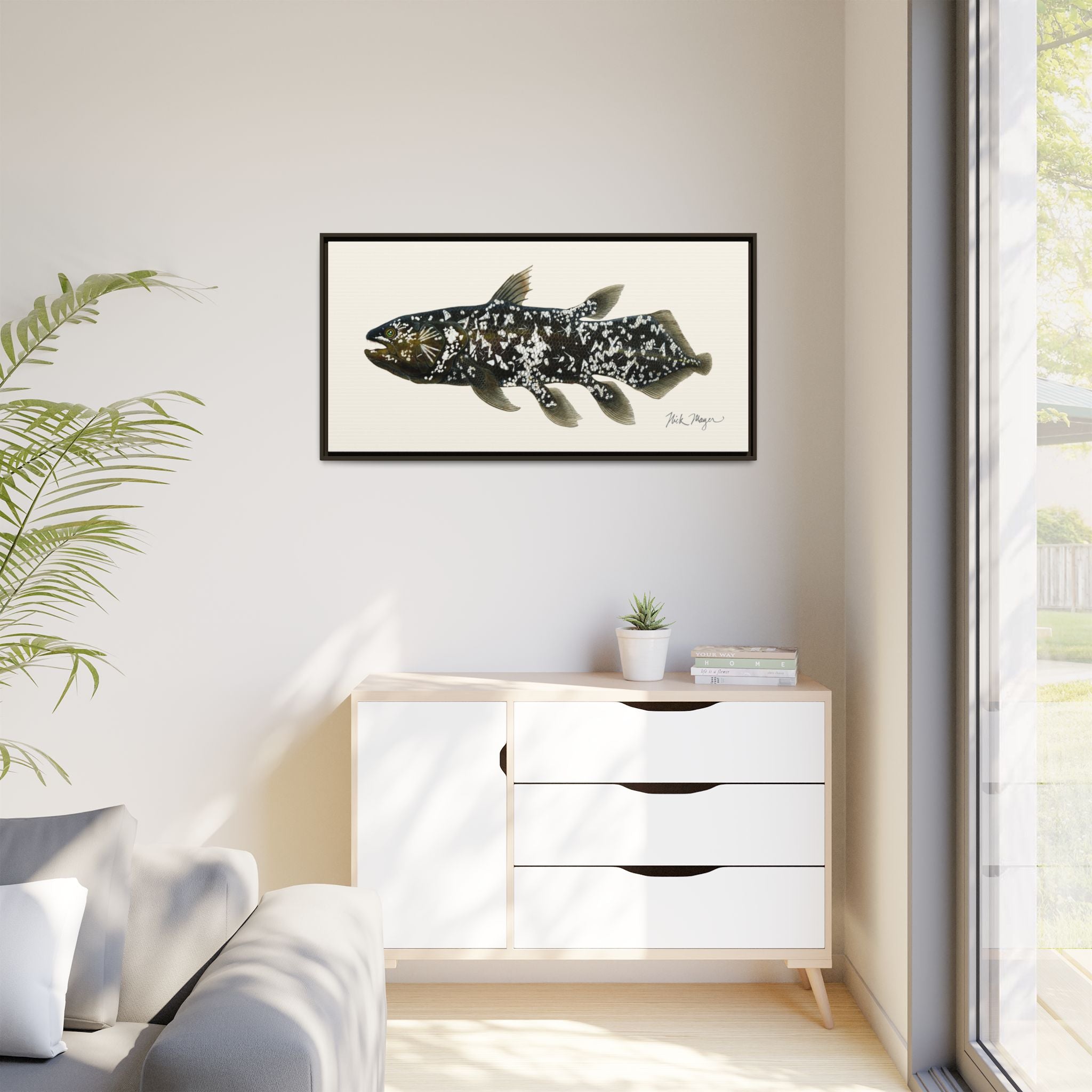 Coelacanth Framed Canvas Print Printify