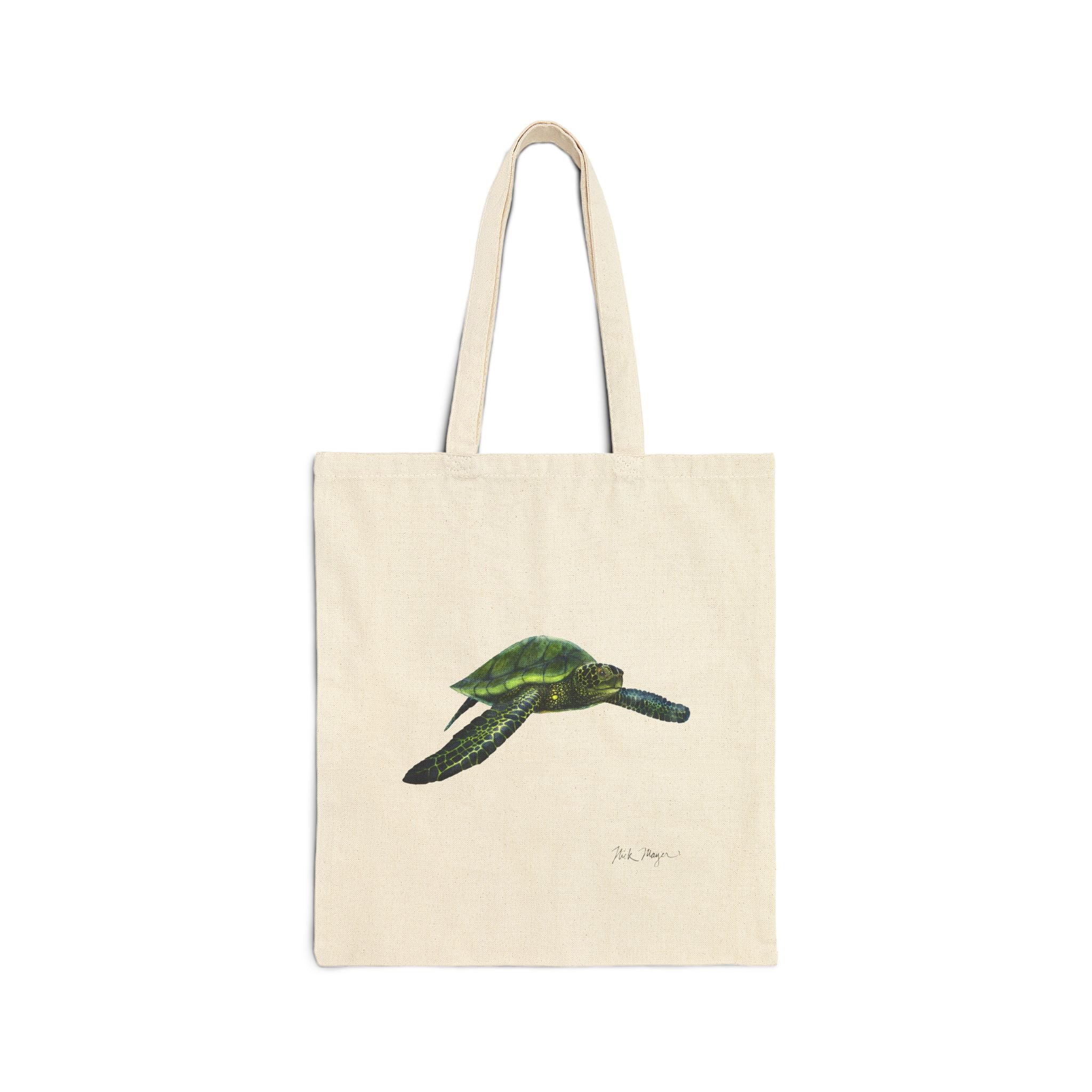 Green Sea Turtle I Cotton Canvas Tote Bag