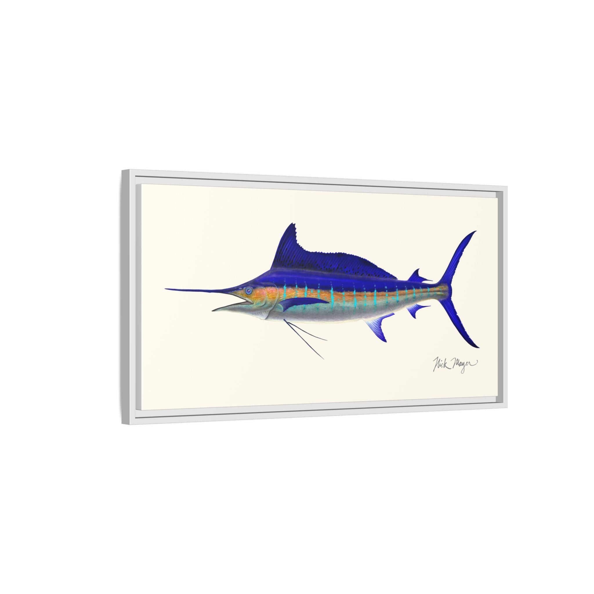Striped Marlin Framed Canvas Print Printify