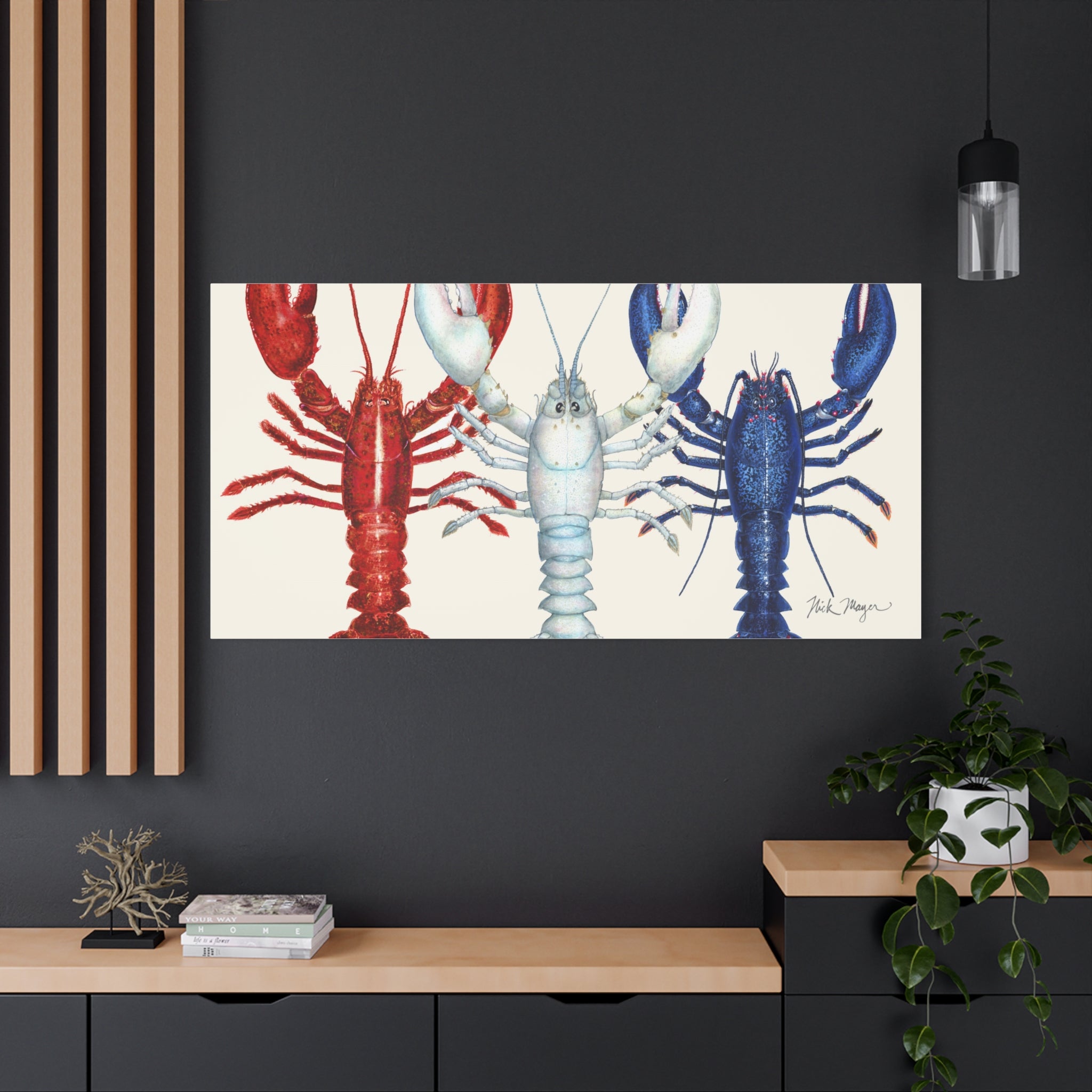 American Lobsters Trio Canvas Print Printify