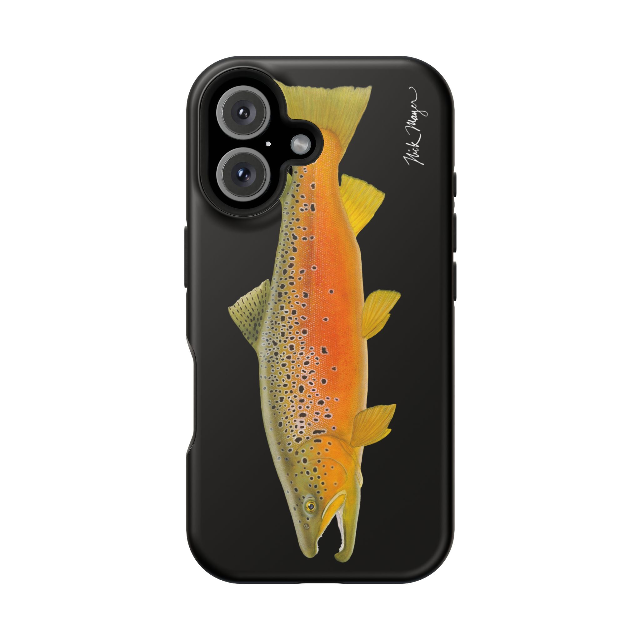 Brown Trout 2 Black MagSafe iPhone Case, NEW for Holiday 2025!